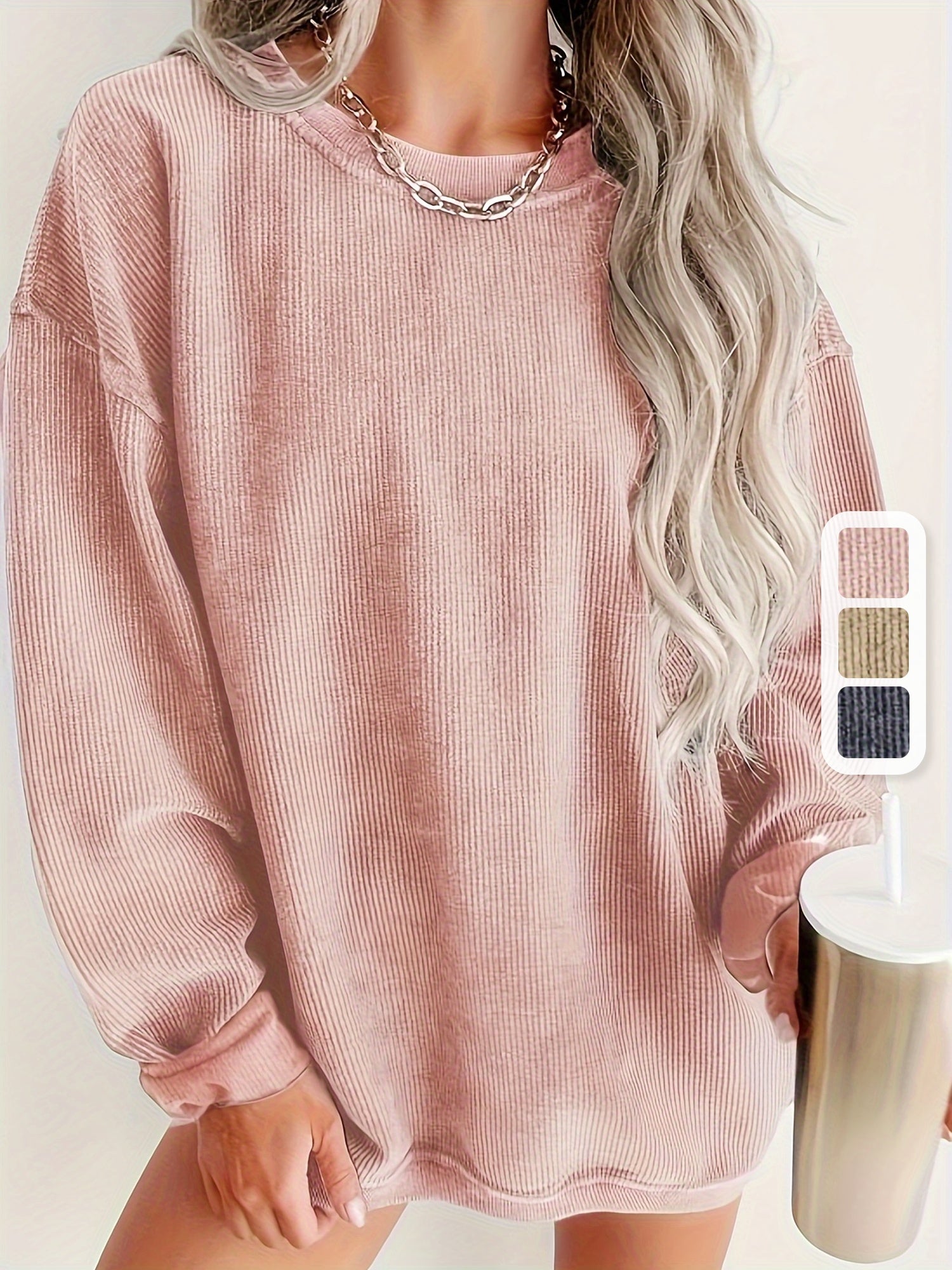 Dunkelgrauer Gerippter Pullover – Emma