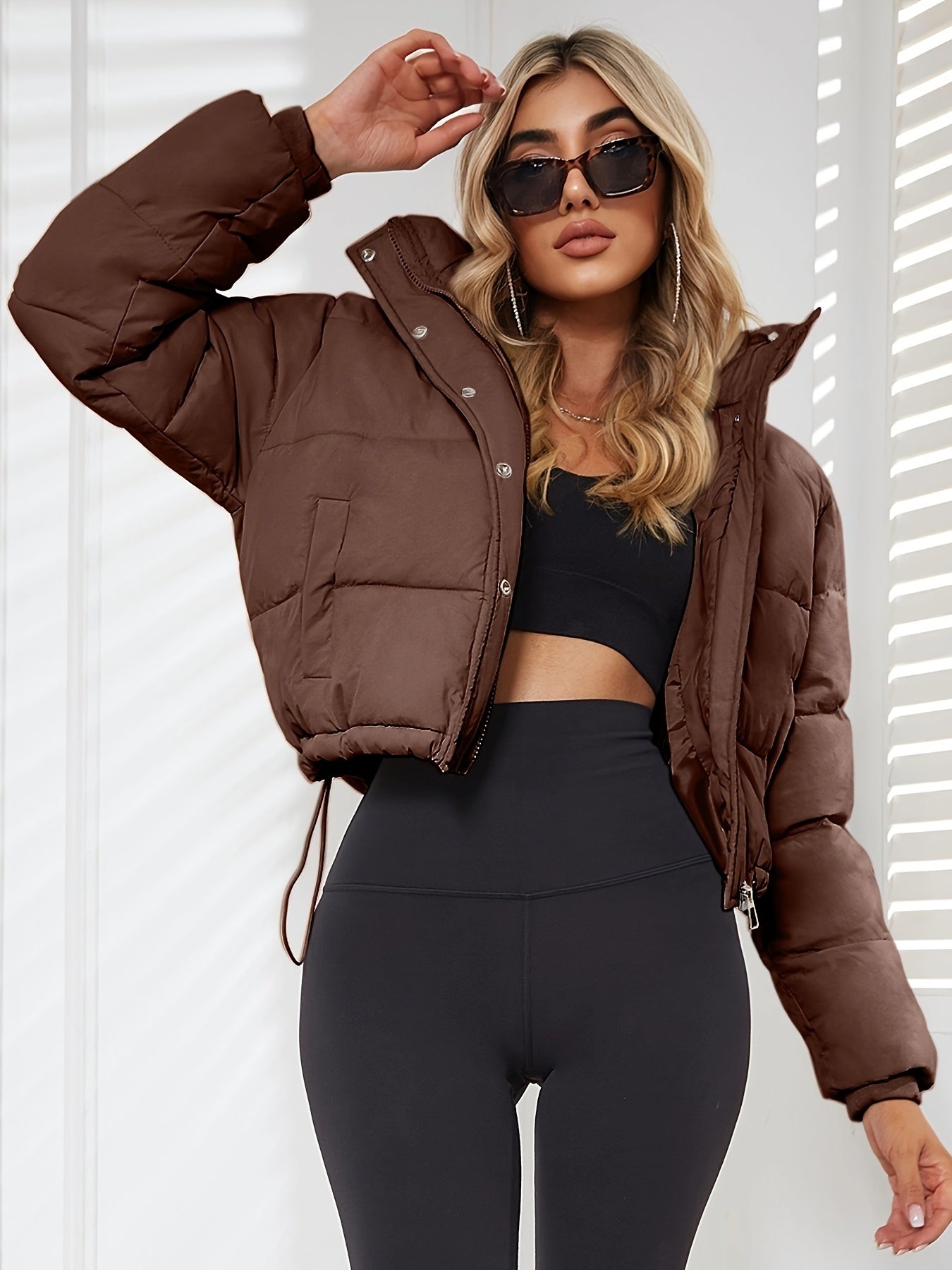 Schwarze Taillierte Wattierte Jacke - Noor