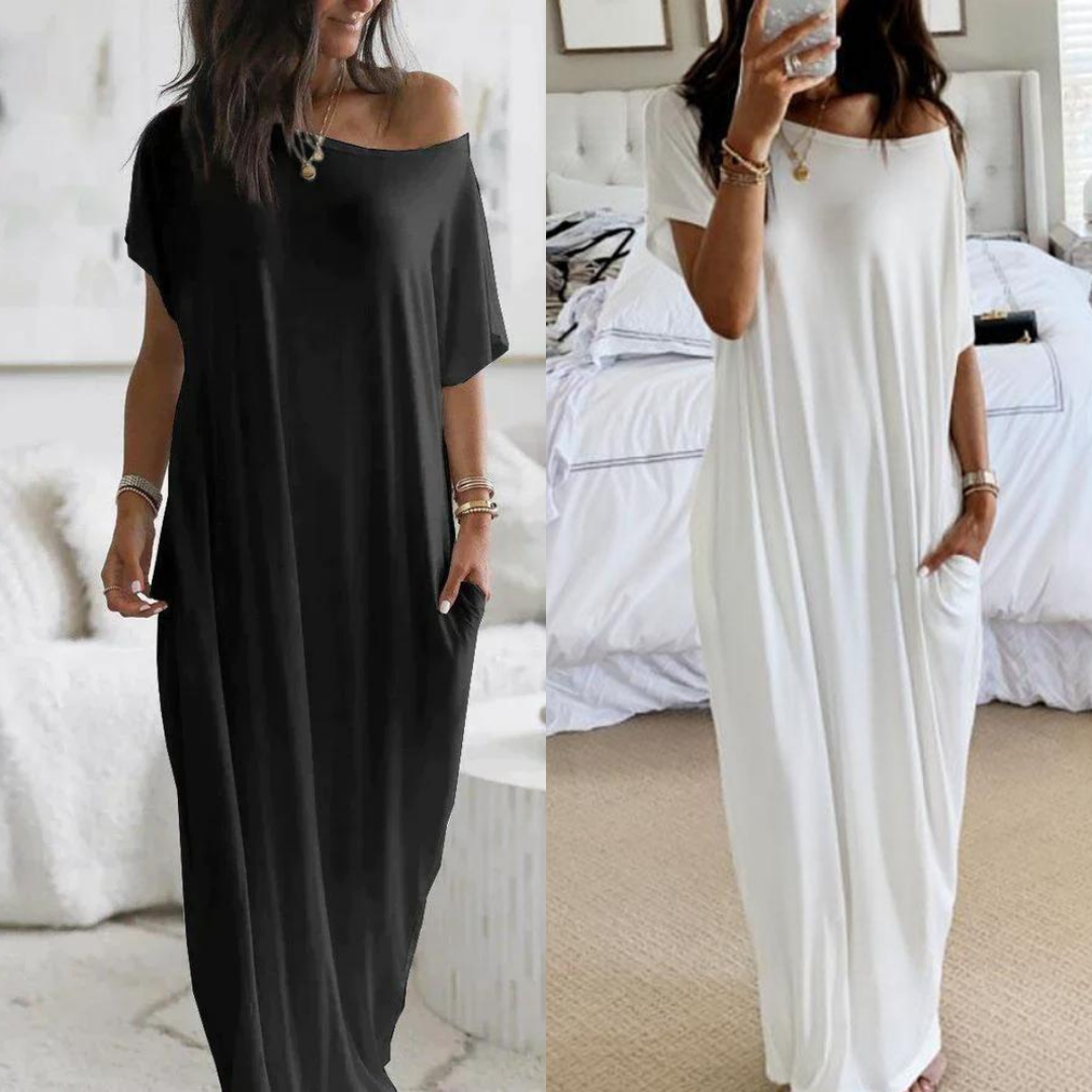 Ava - Schwarzes Maxi-Hemdkleid