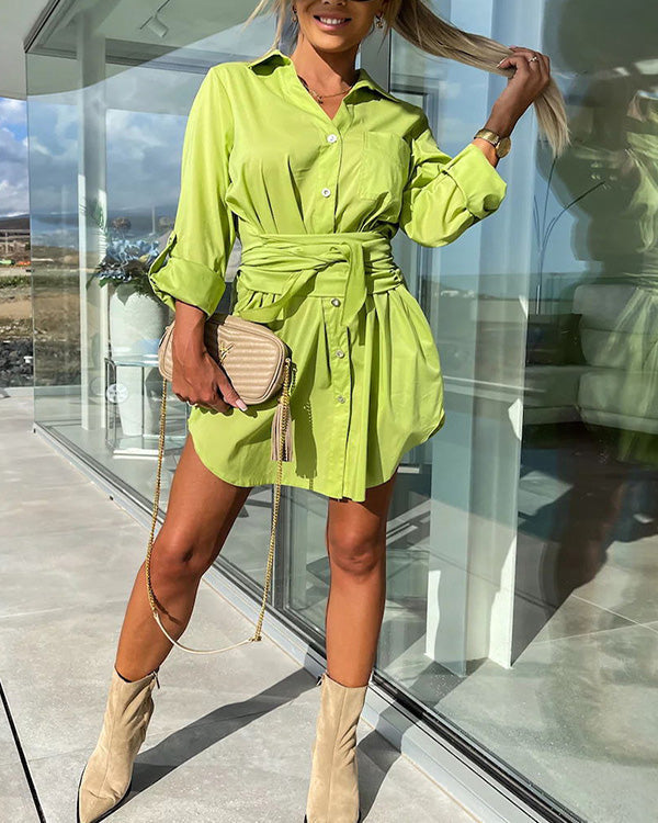 Neon-Grünes Langes Hemdkleid - Jade