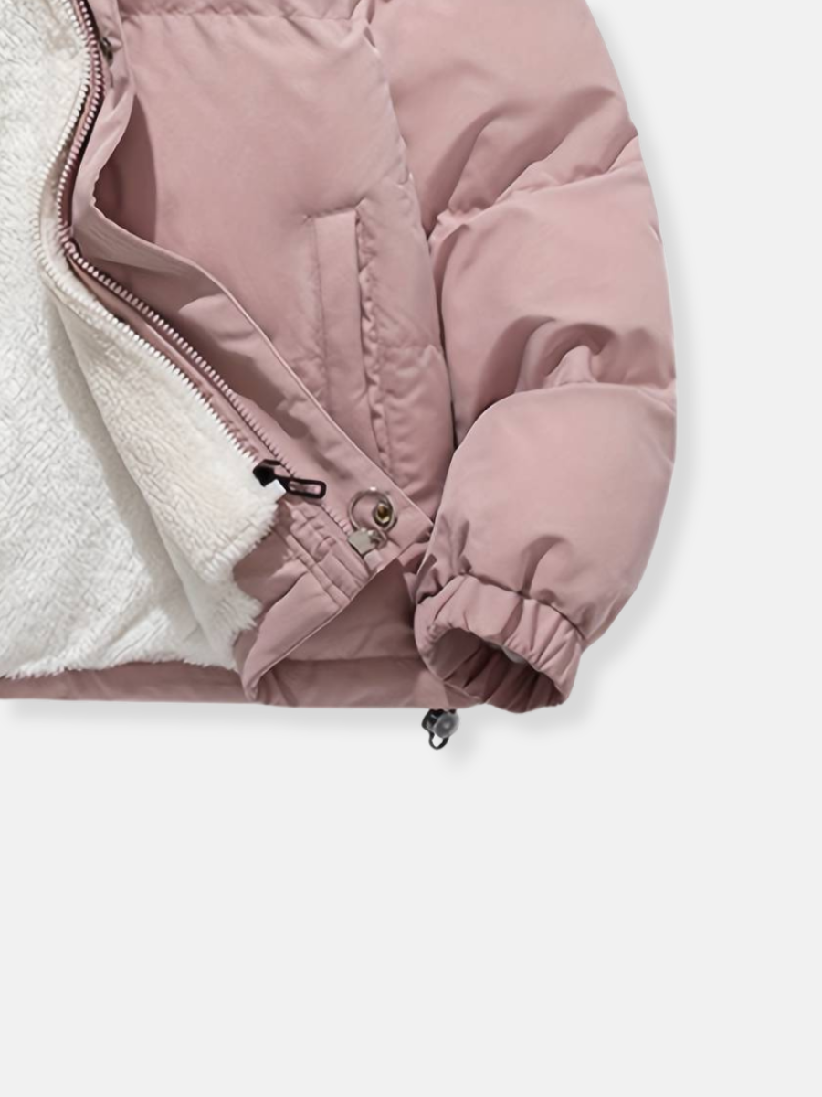 Warme Winterjacke mit Reißverschluss Rosa – Clara