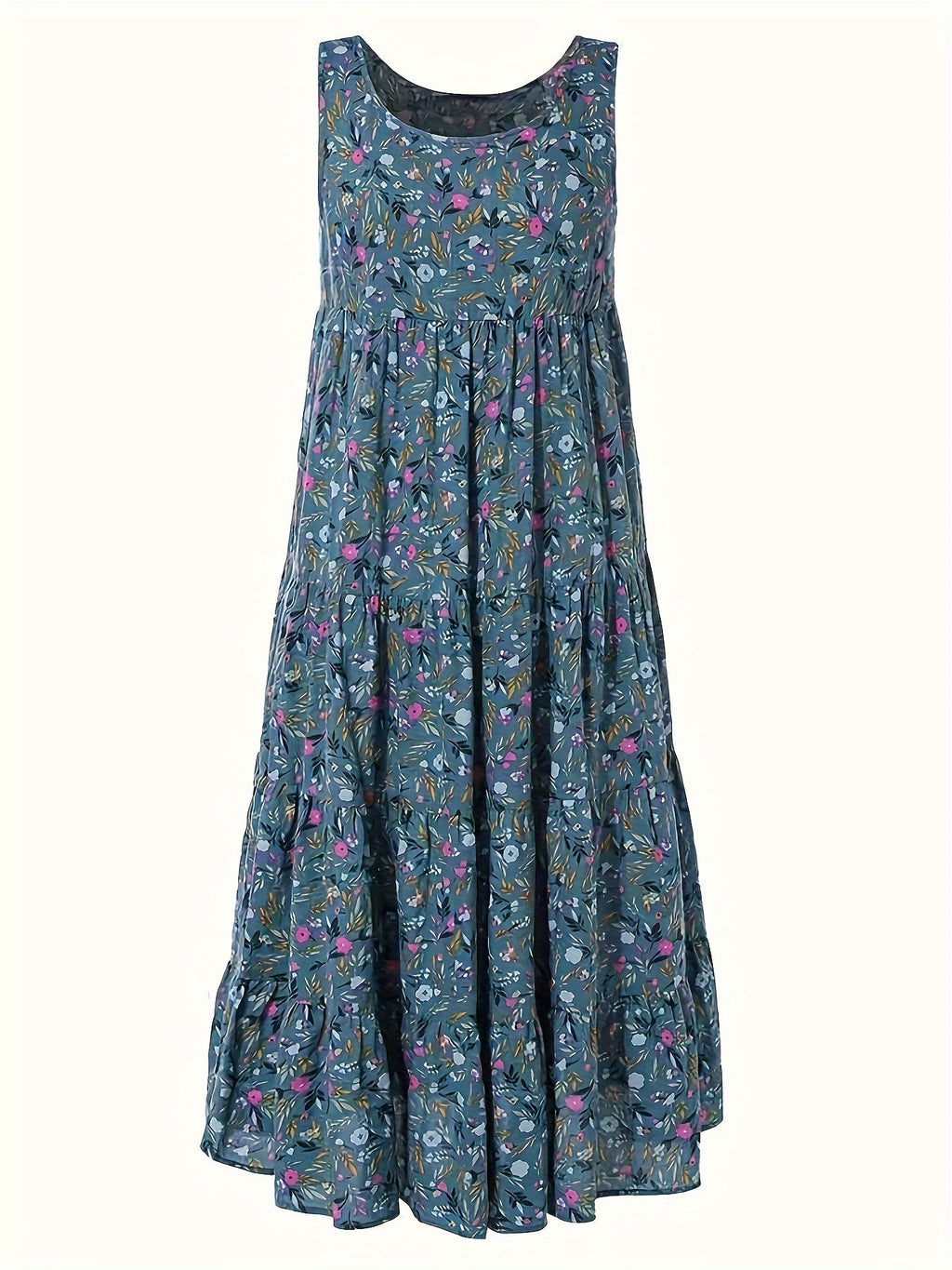 Gelbes Florales Stufenkleid - Amelie