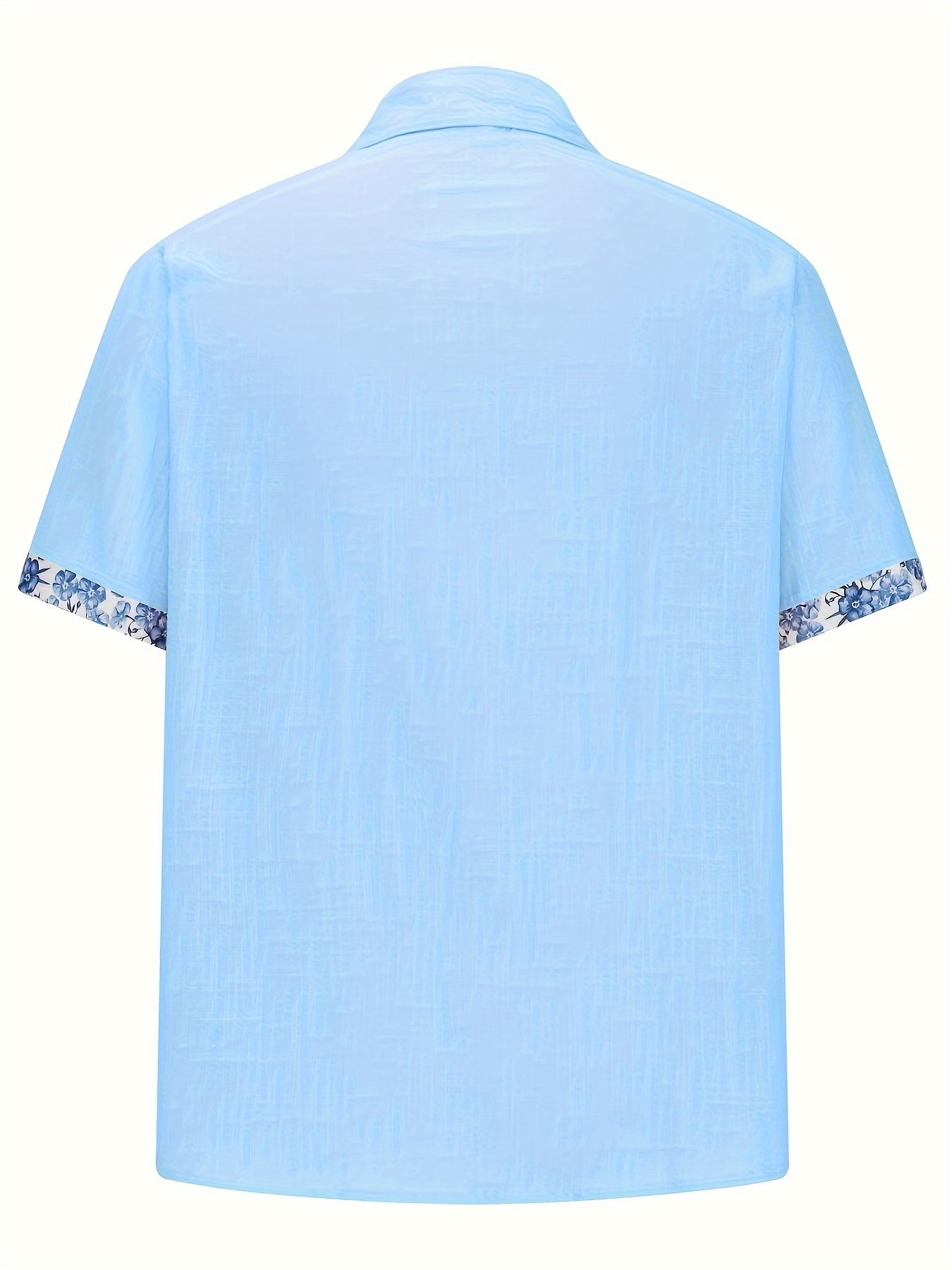 Himmelblaue Blumenprint-Hemd - Leo