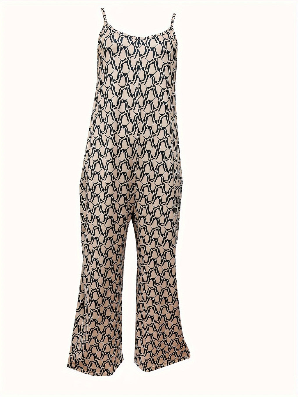 Khaki Allover-Print Jumpsuit - Lara