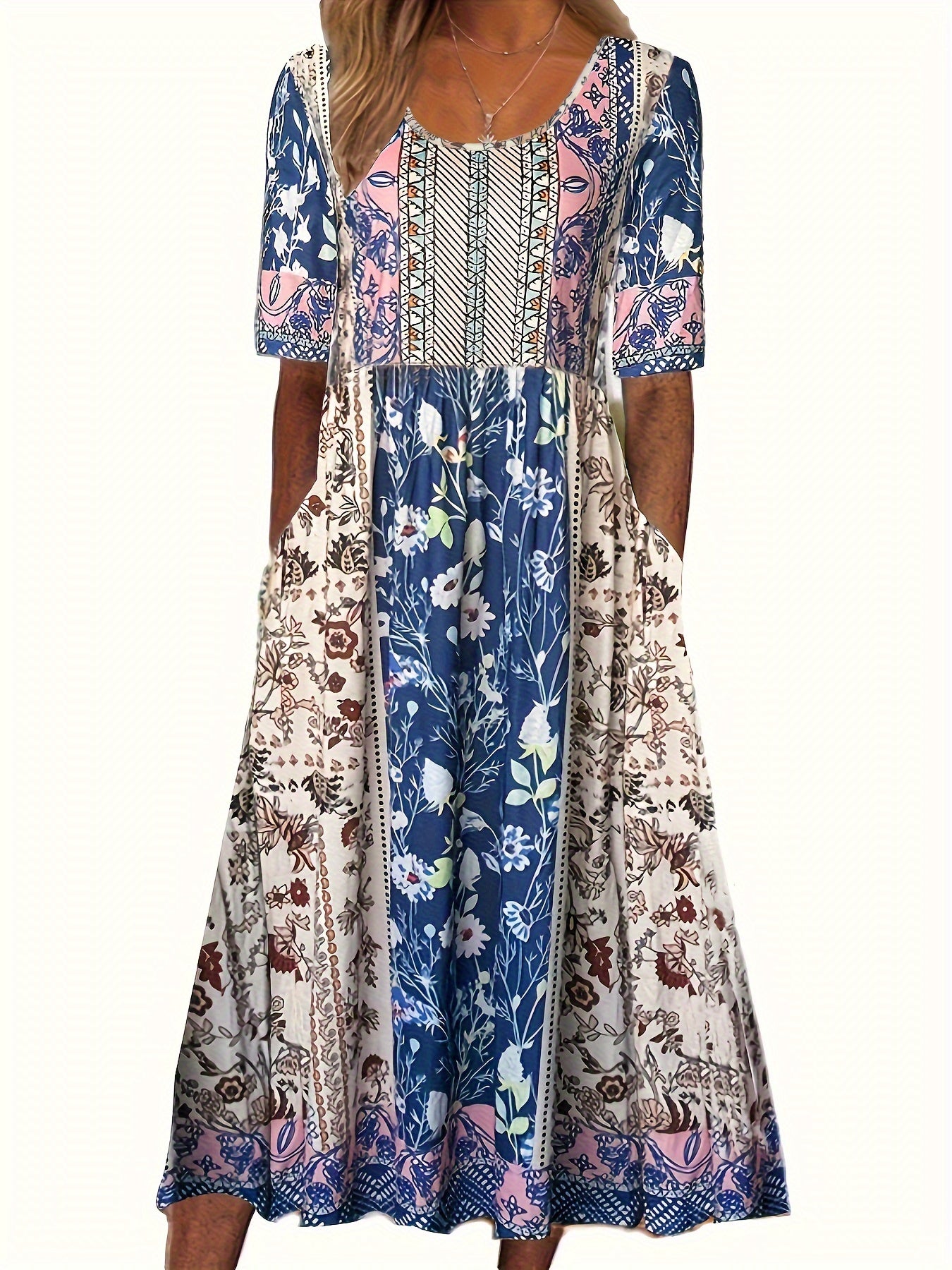 Blaues Boho Maxikleid - Lena