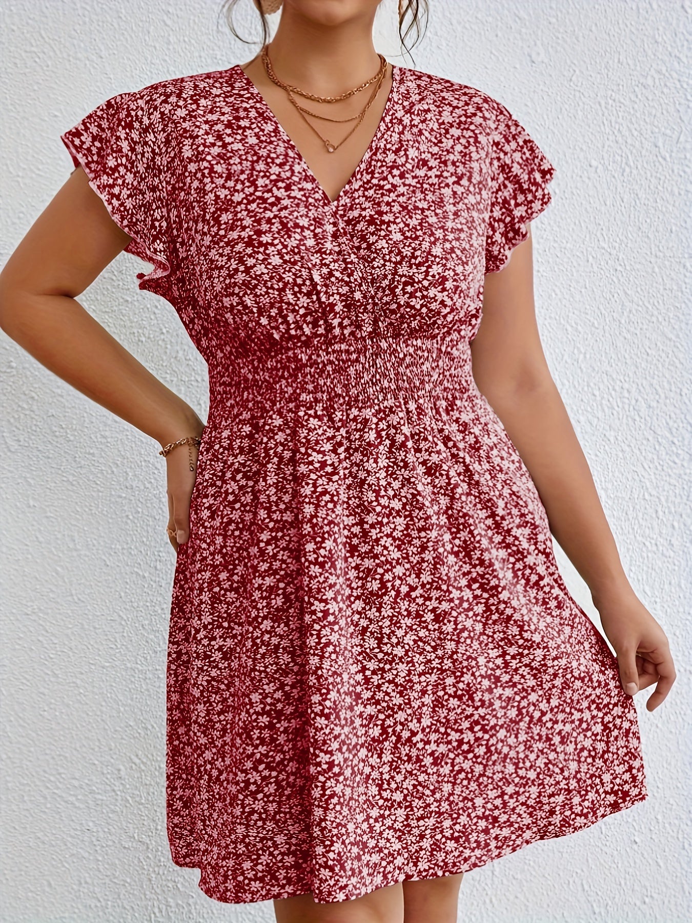 Grünes Plus Size Rüschenkleid - Clara