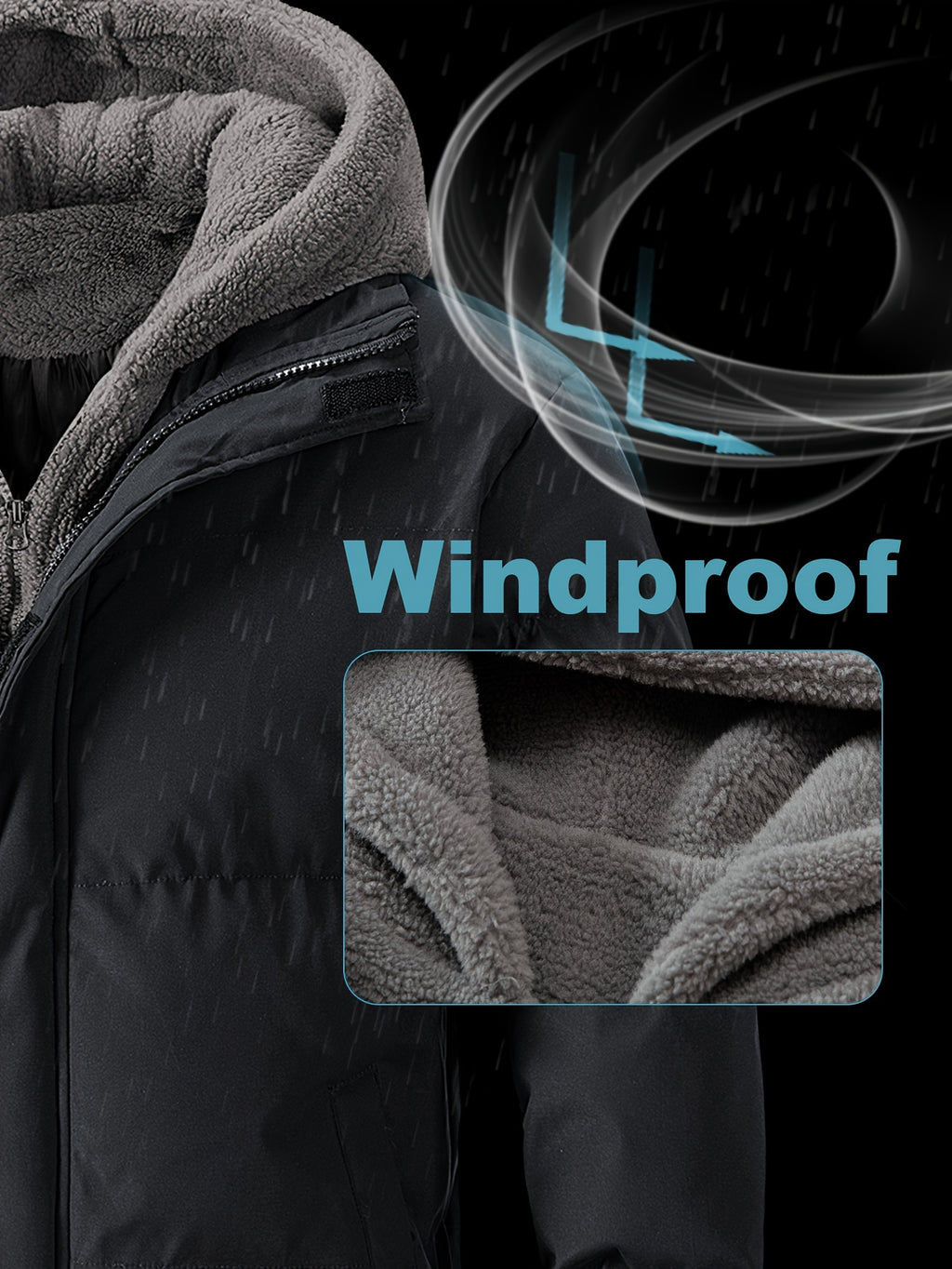Schwarze Fleece-Kapuzenjacke – Ben