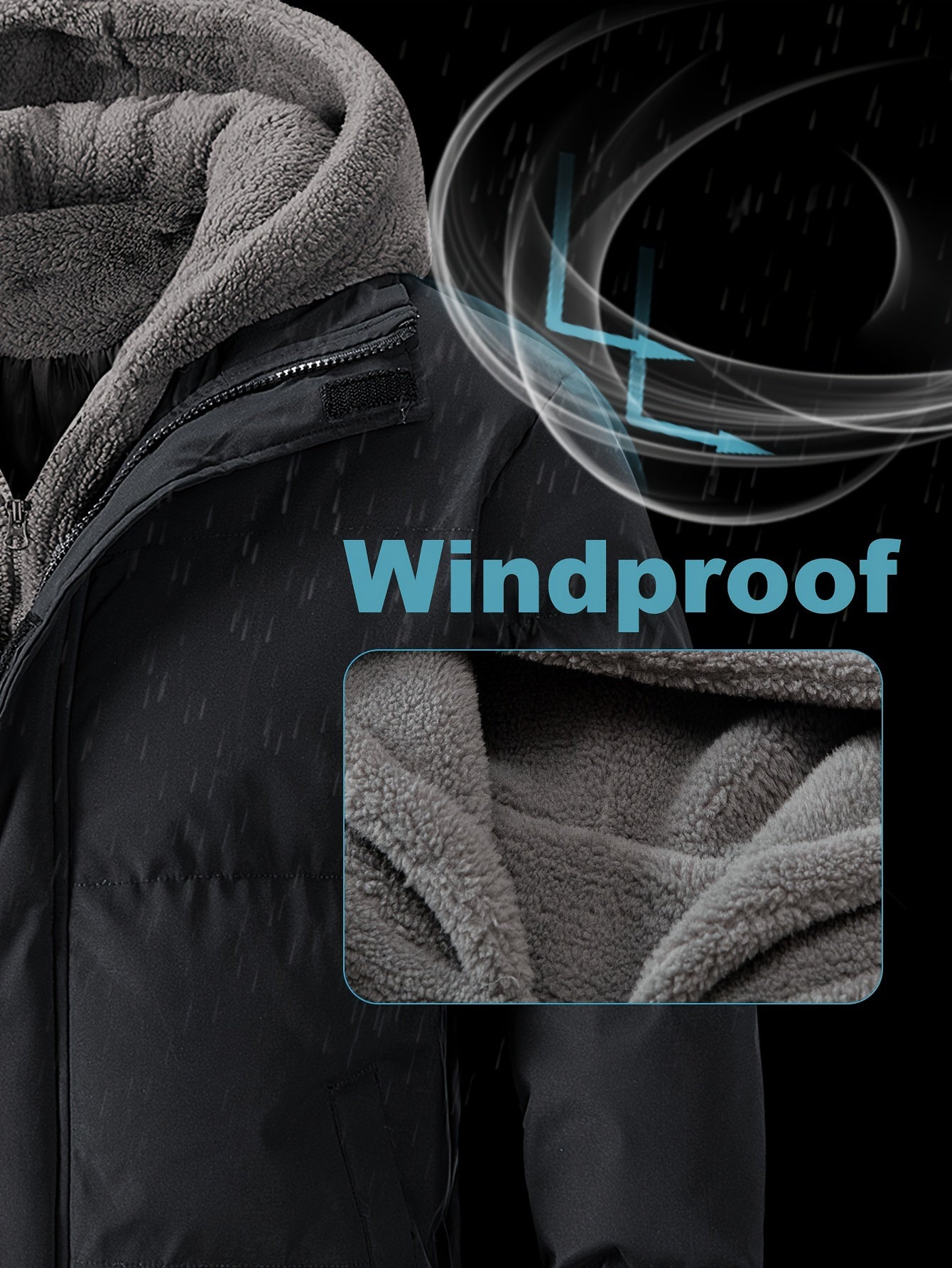 Schwarze Fleece-Kapuzenjacke – Ben