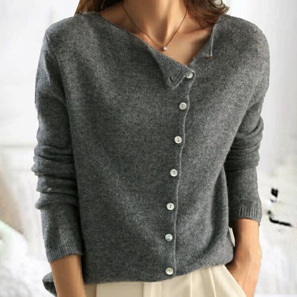 Eleganter Kuscheliger Cardigan Damen Grau – Clara