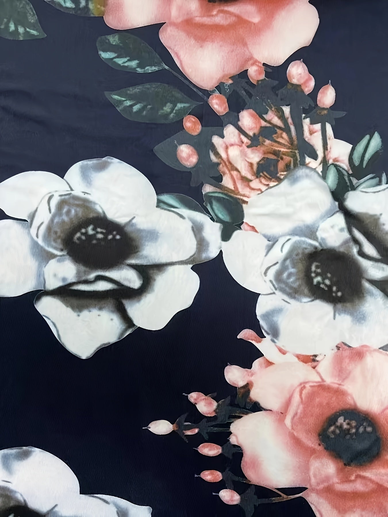 Pastellblaue Blumen-Kleid mit Bindegürtel - Liana
