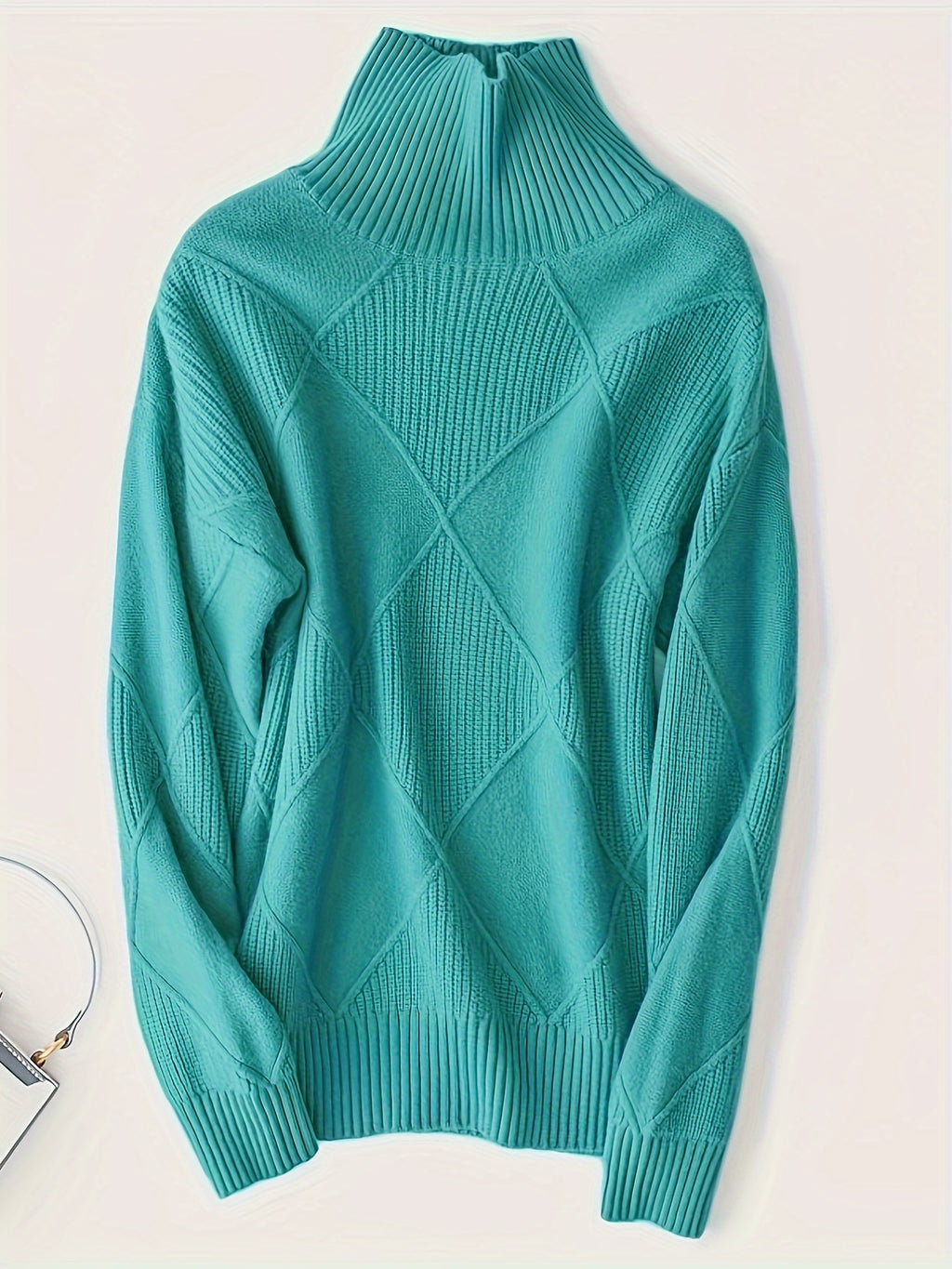 Grüner Rollkragenpullover in Übergröße - Sophie