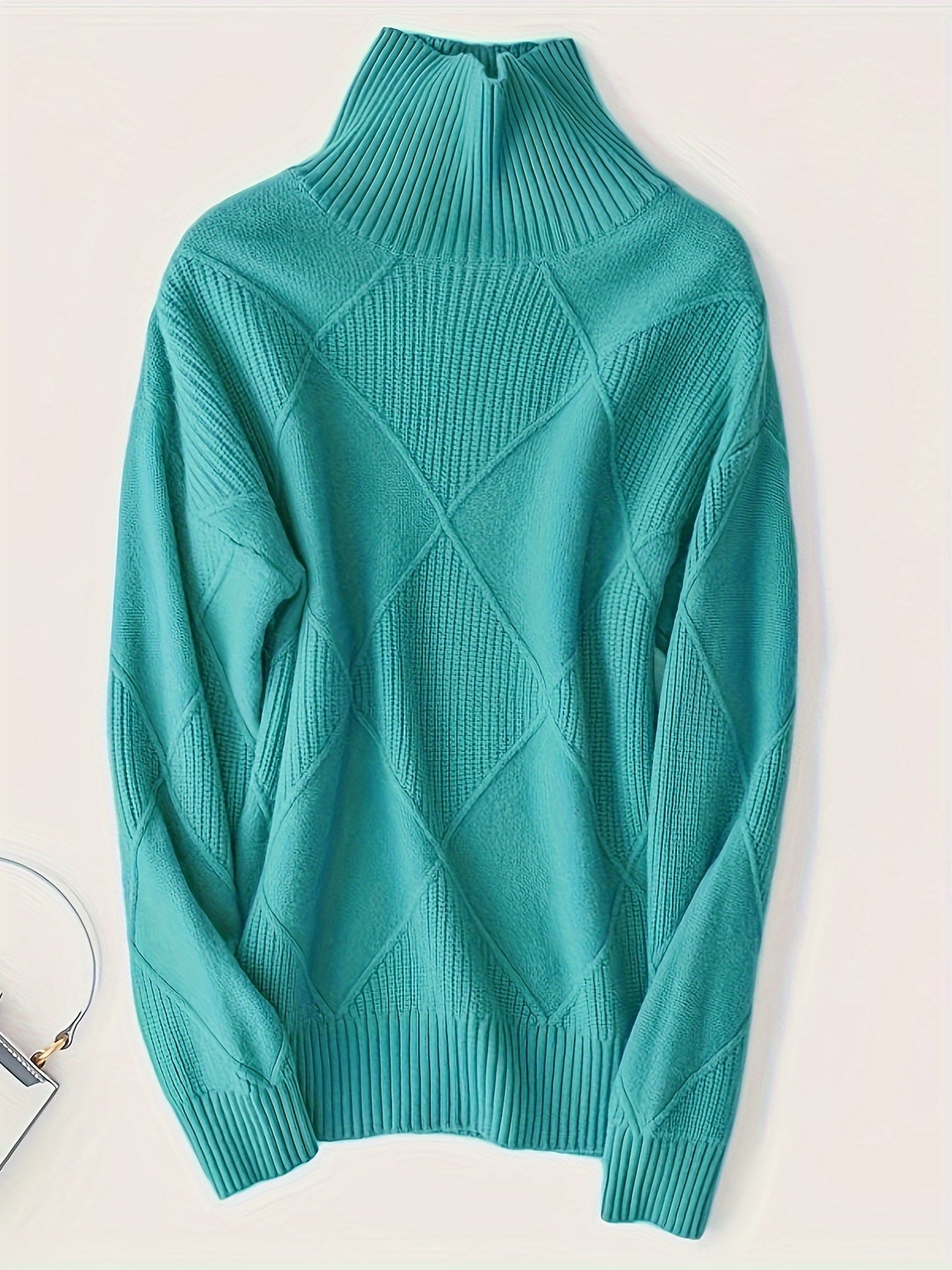 Grüner Rollkragenpullover in Übergröße - Sophie