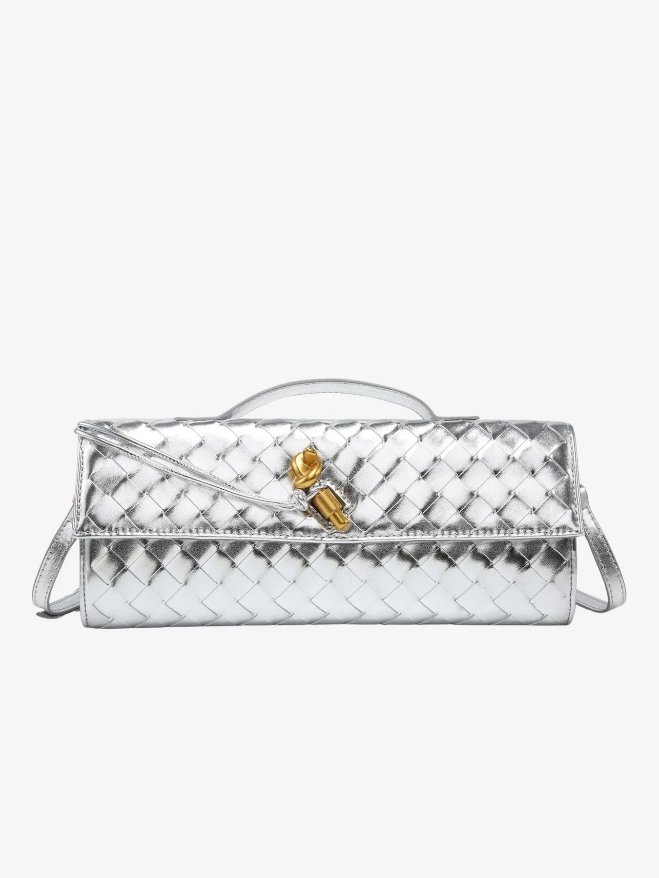 Schwarze Clutch mit Goldverschluss - Elina
