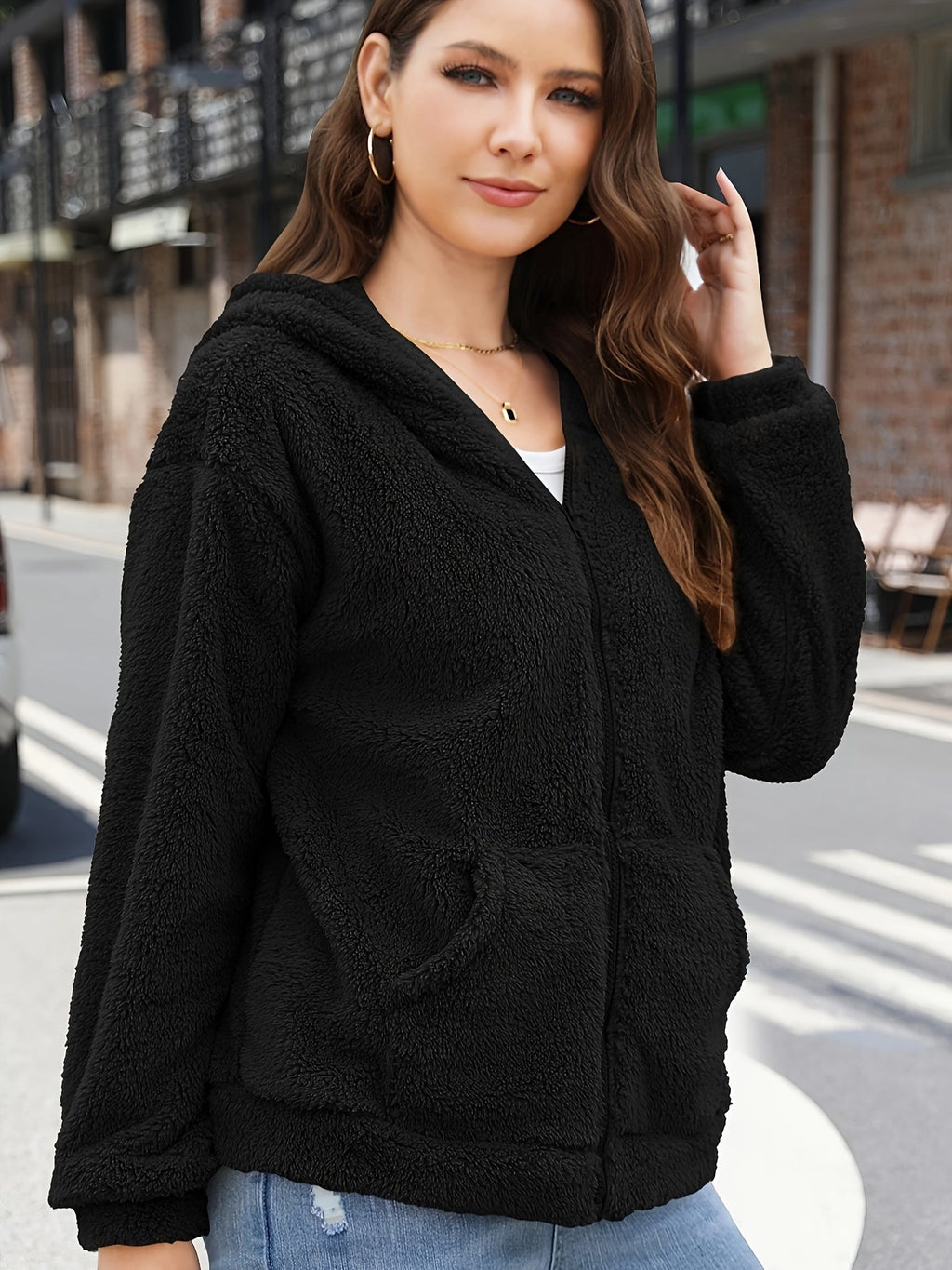 Kamel Fleece Kapuzenjacke - Lotte