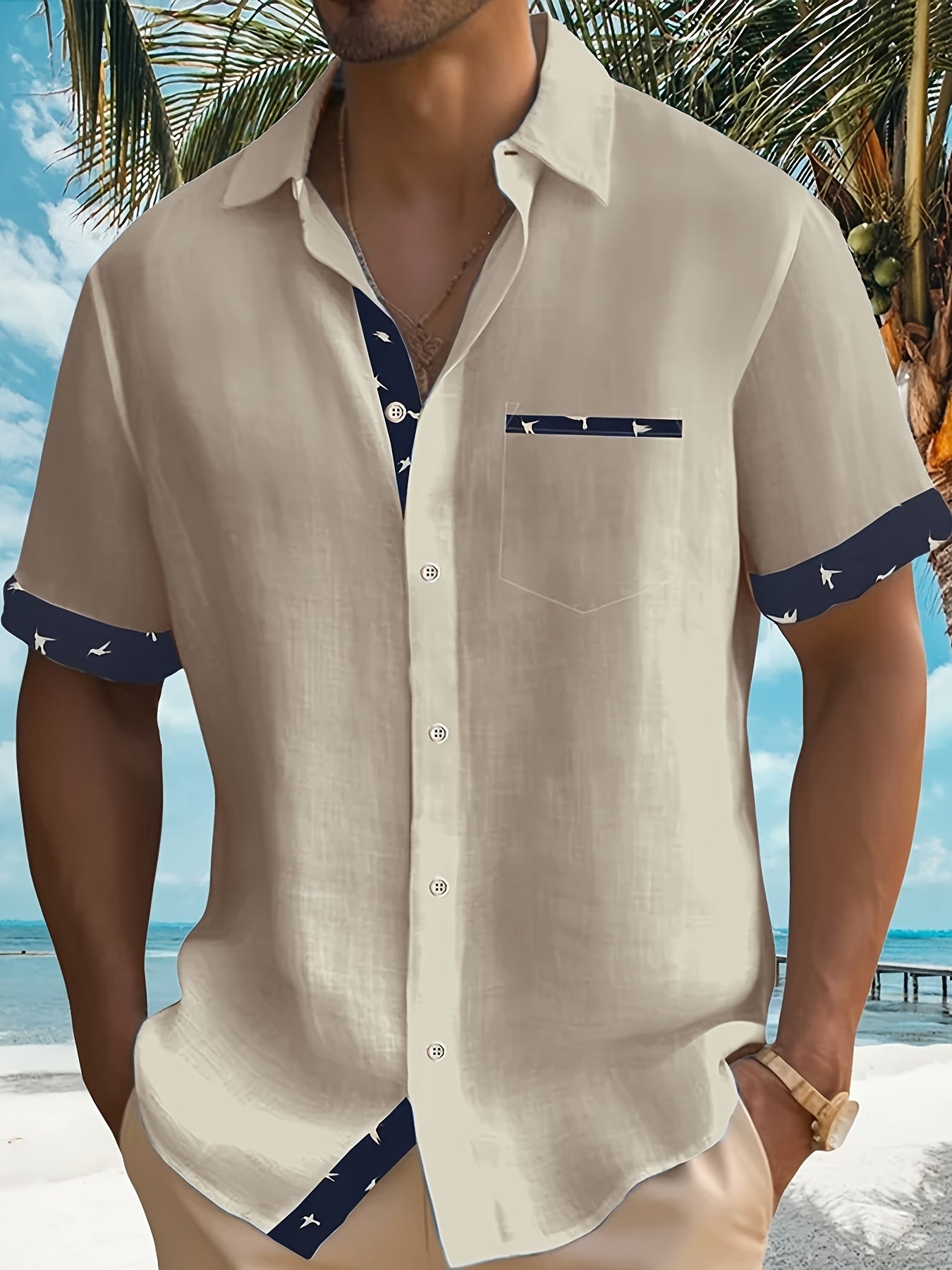 Hellblaues Farbkombination-Hemd - Tom