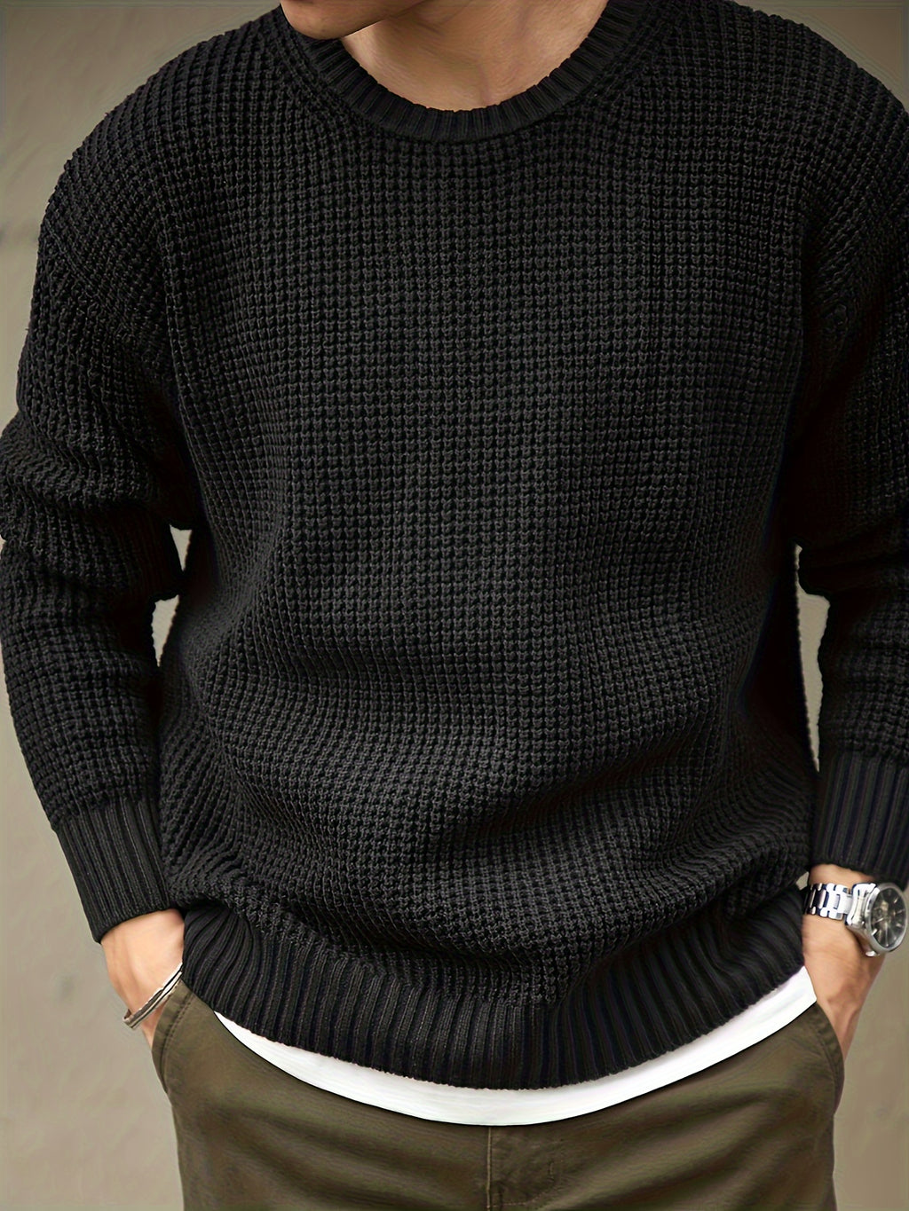 Schwarzer Strickpullover für Herren - Finn