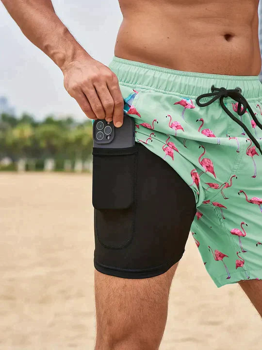 Denis - Schwarz Flamingo AquaFlex Badehose