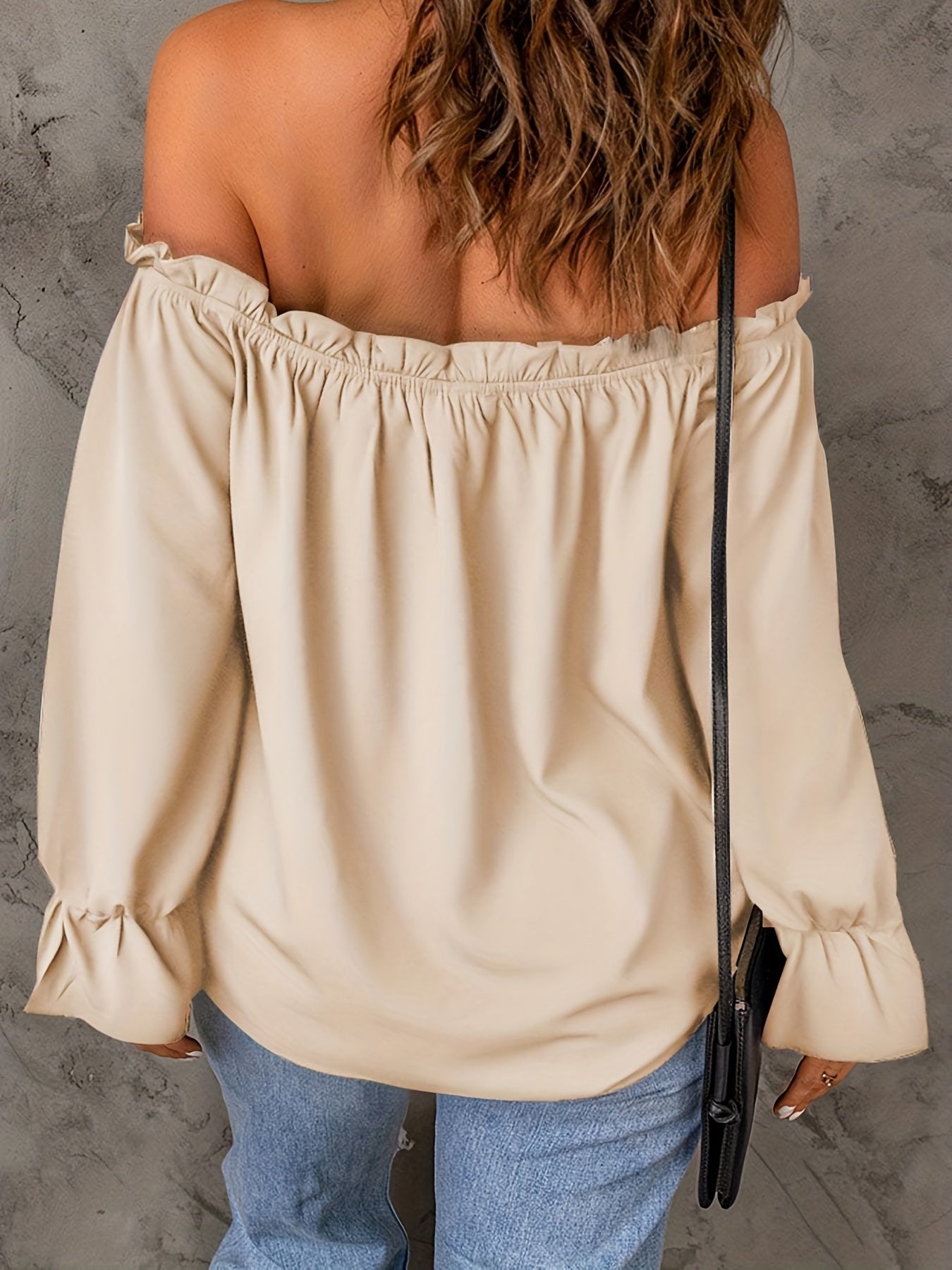 Apricotfarbene Schulterfreie Bluse - Emilia