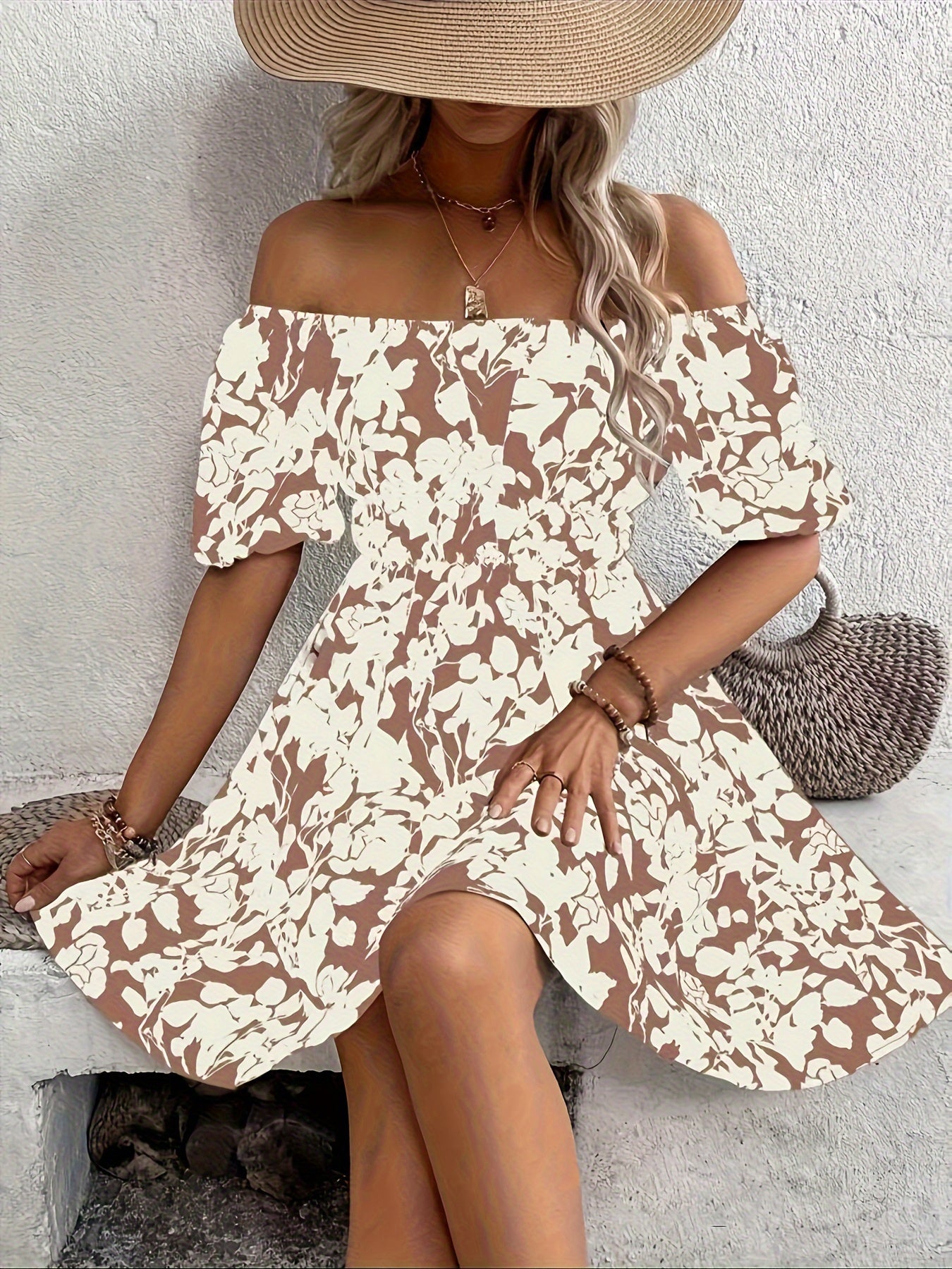 Blaues Off-Shoulder Kleid - Sophie
