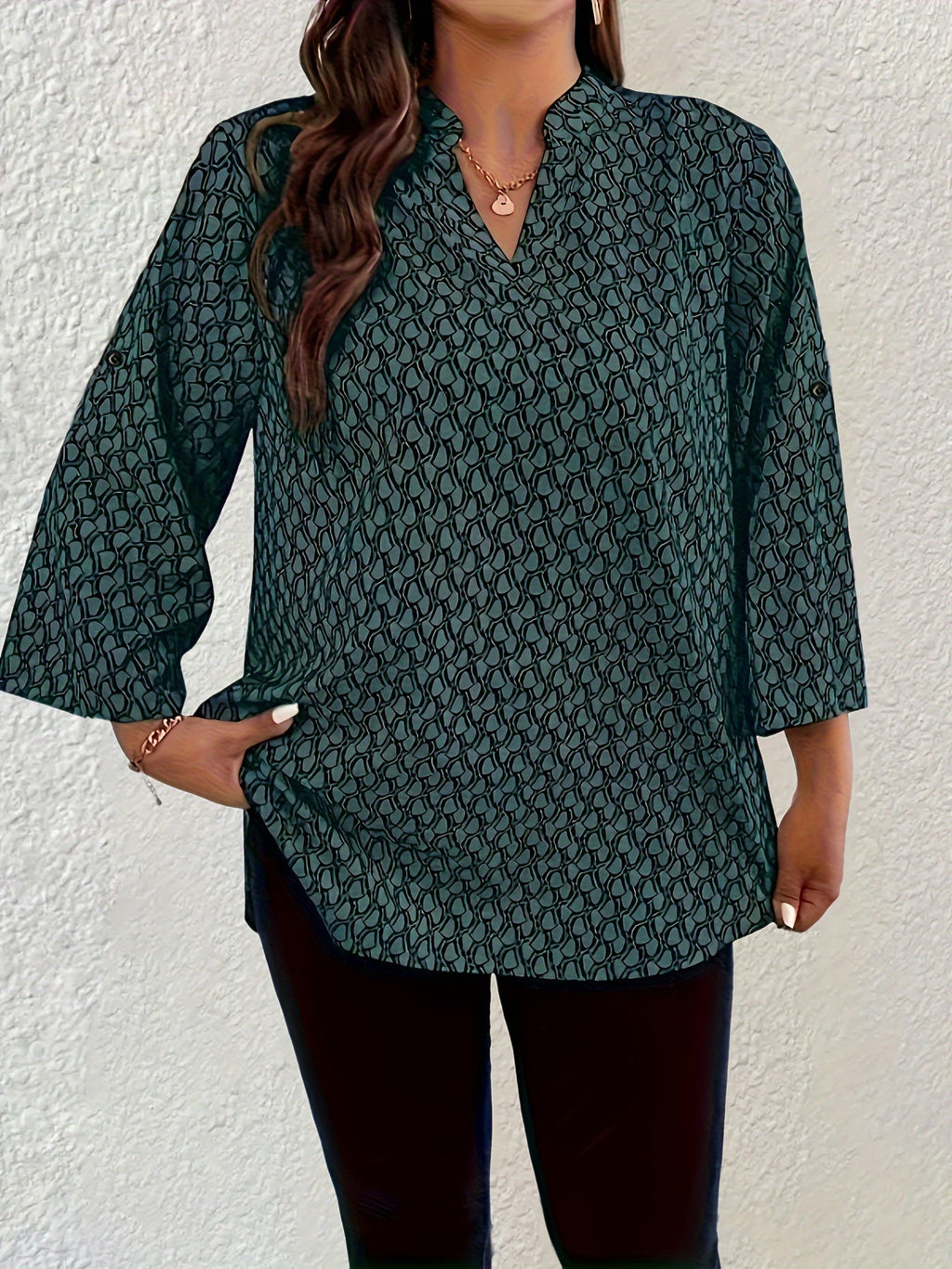 Dunkelgrüne Boho Bluse - Lena