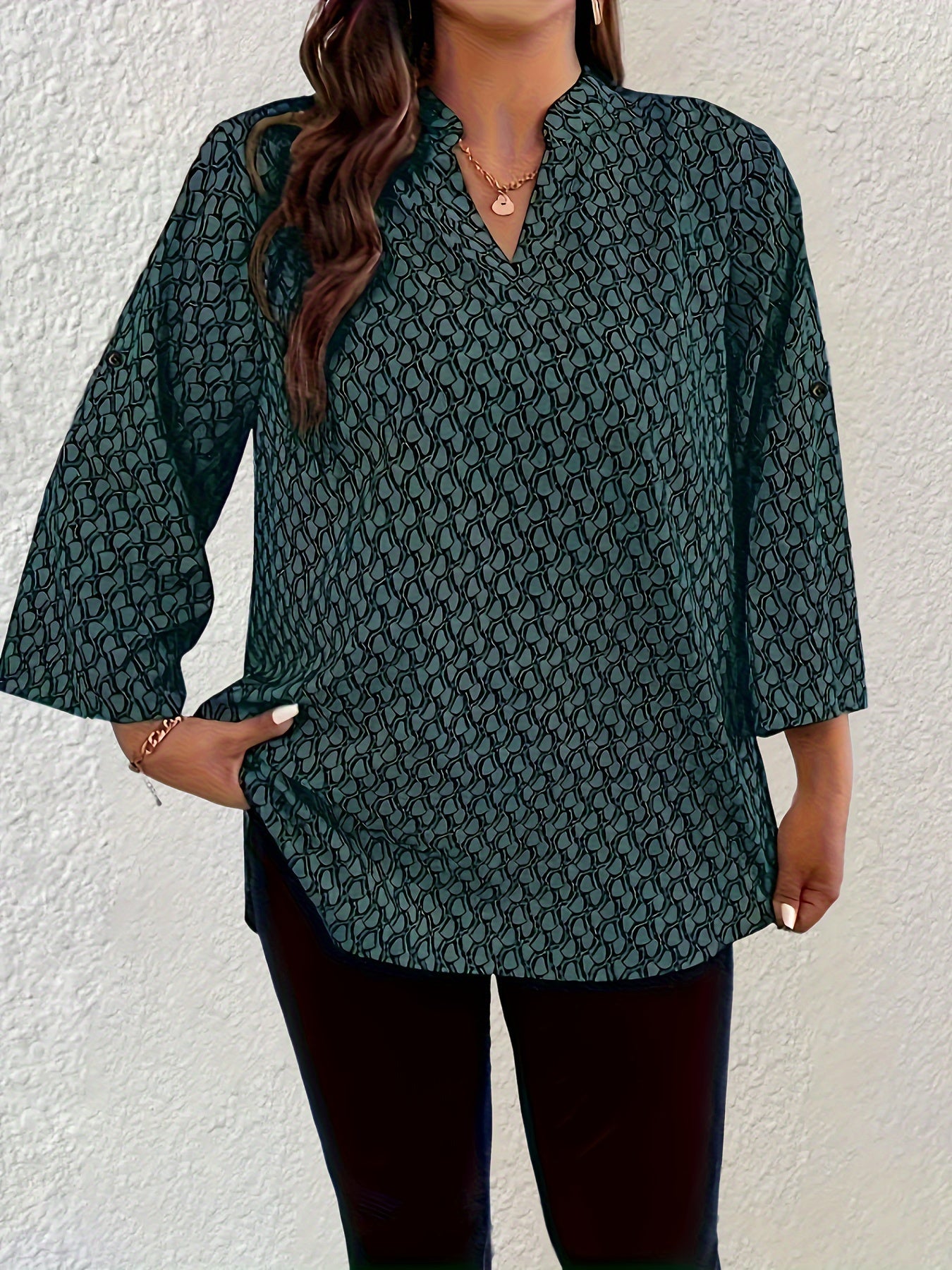 Dunkelgrüne Boho Bluse - Lena
