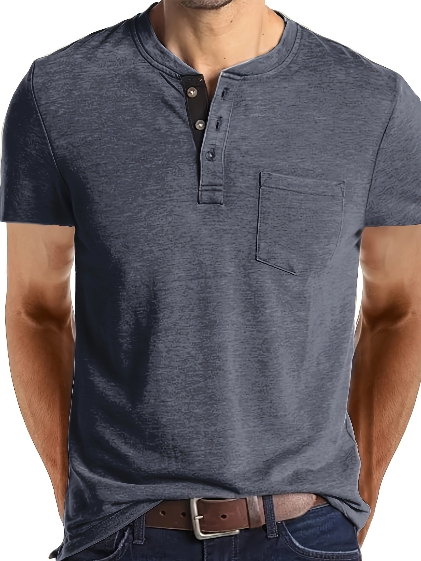 Schwarzes Henley-T-Shirt - Tim