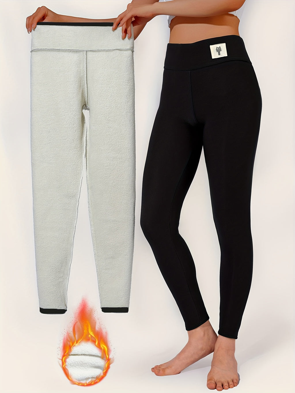 Schwarze Thermo-Sportleggings mit Hohem Bund - Mia