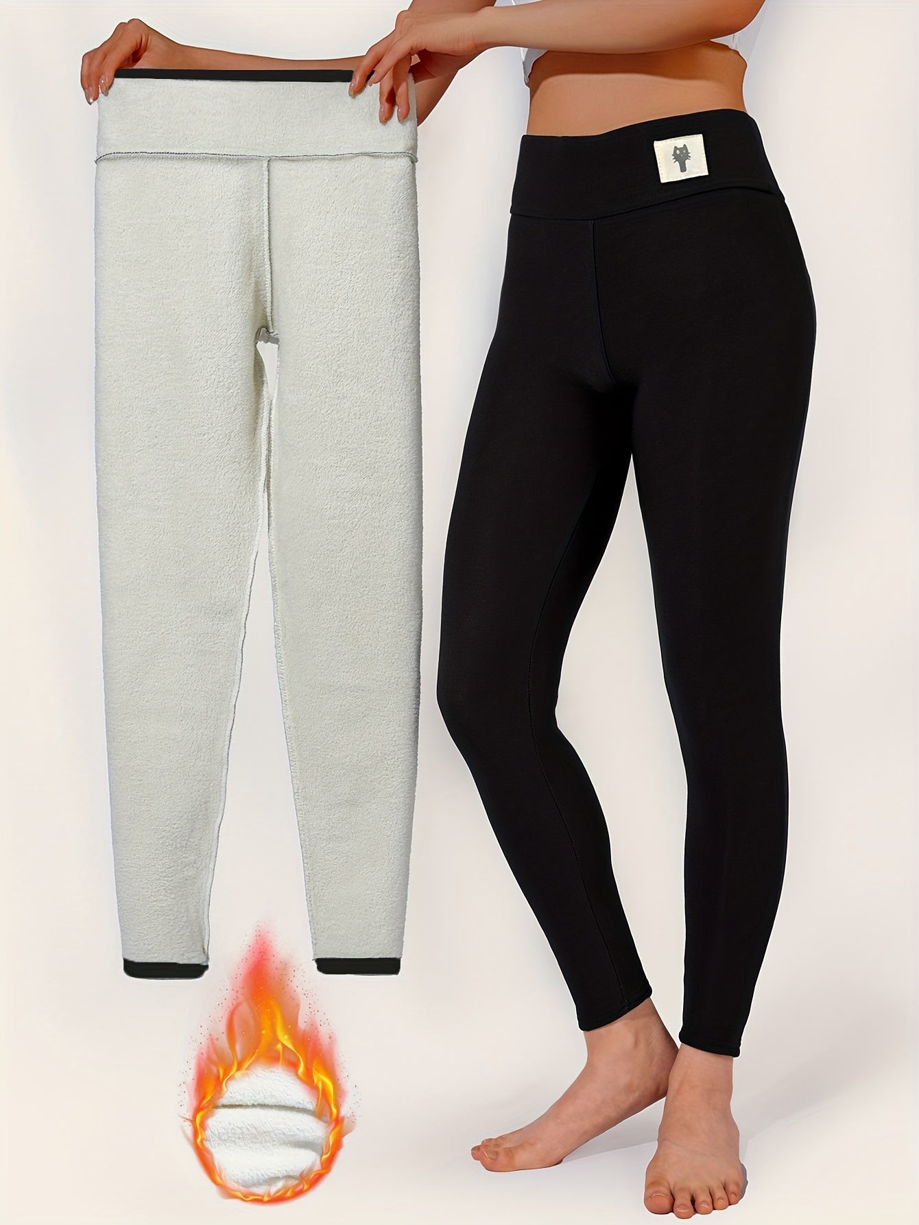 Schwarze Thermo-Sportleggings mit Hohem Bund - Mia