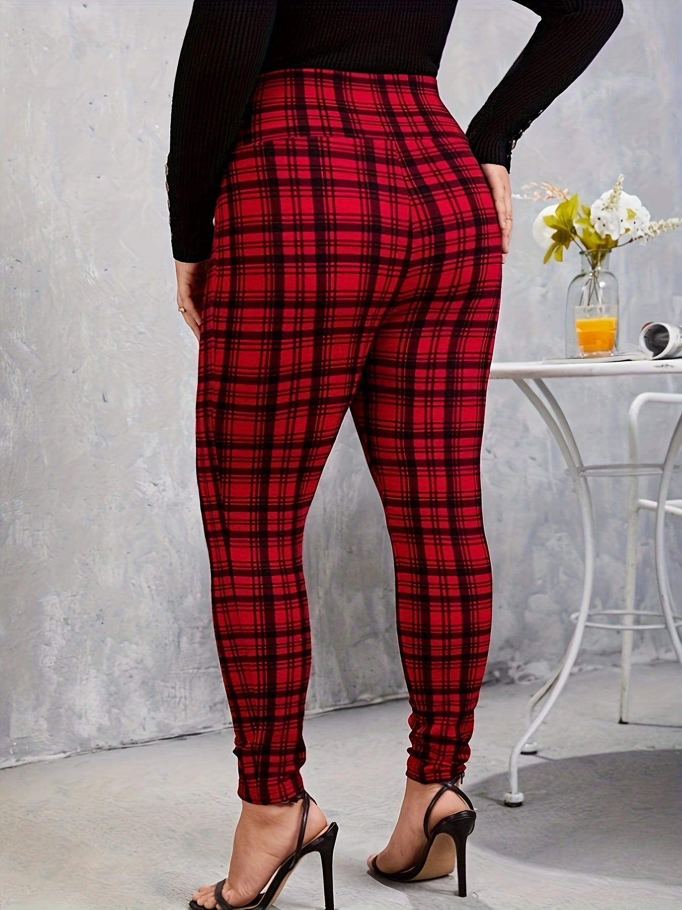 Rote Karierte Leggings - Tess