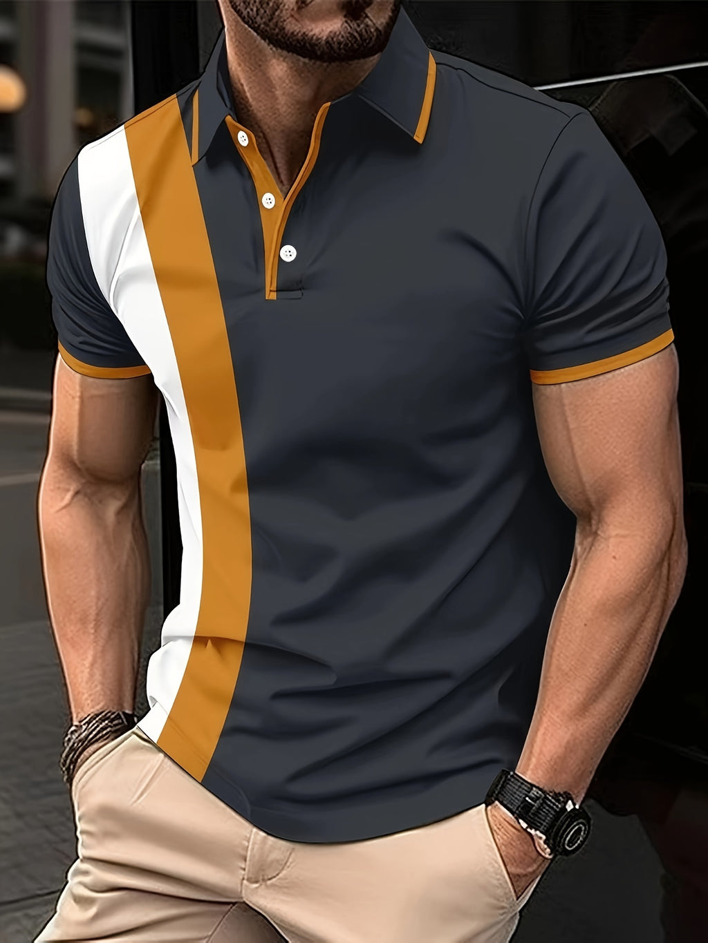 Bordeauxrotes Streifenmuster-Henley-Shirt - Jonas