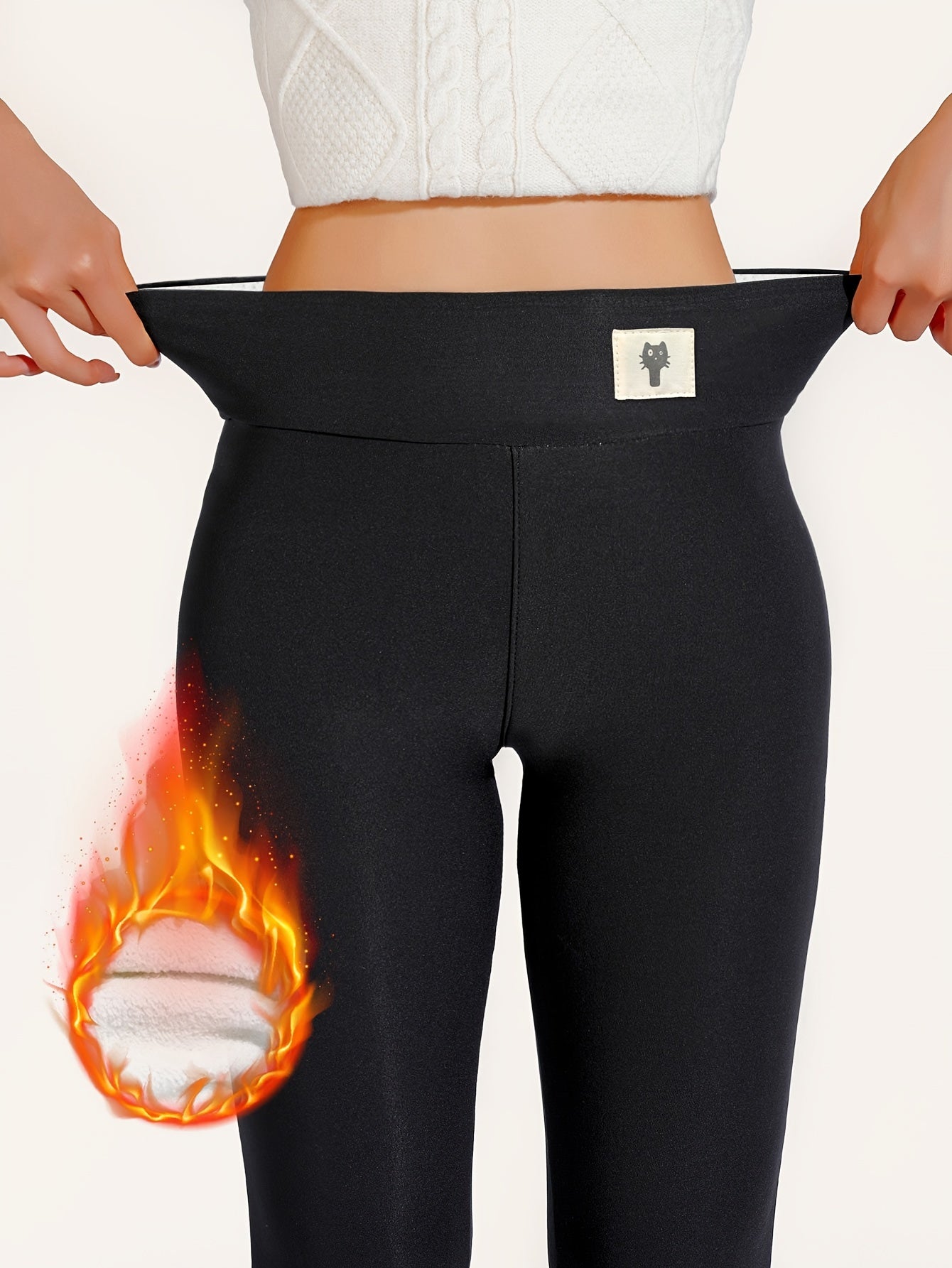 Schwarze Thermo-Sportleggings mit Hohem Bund - Mia