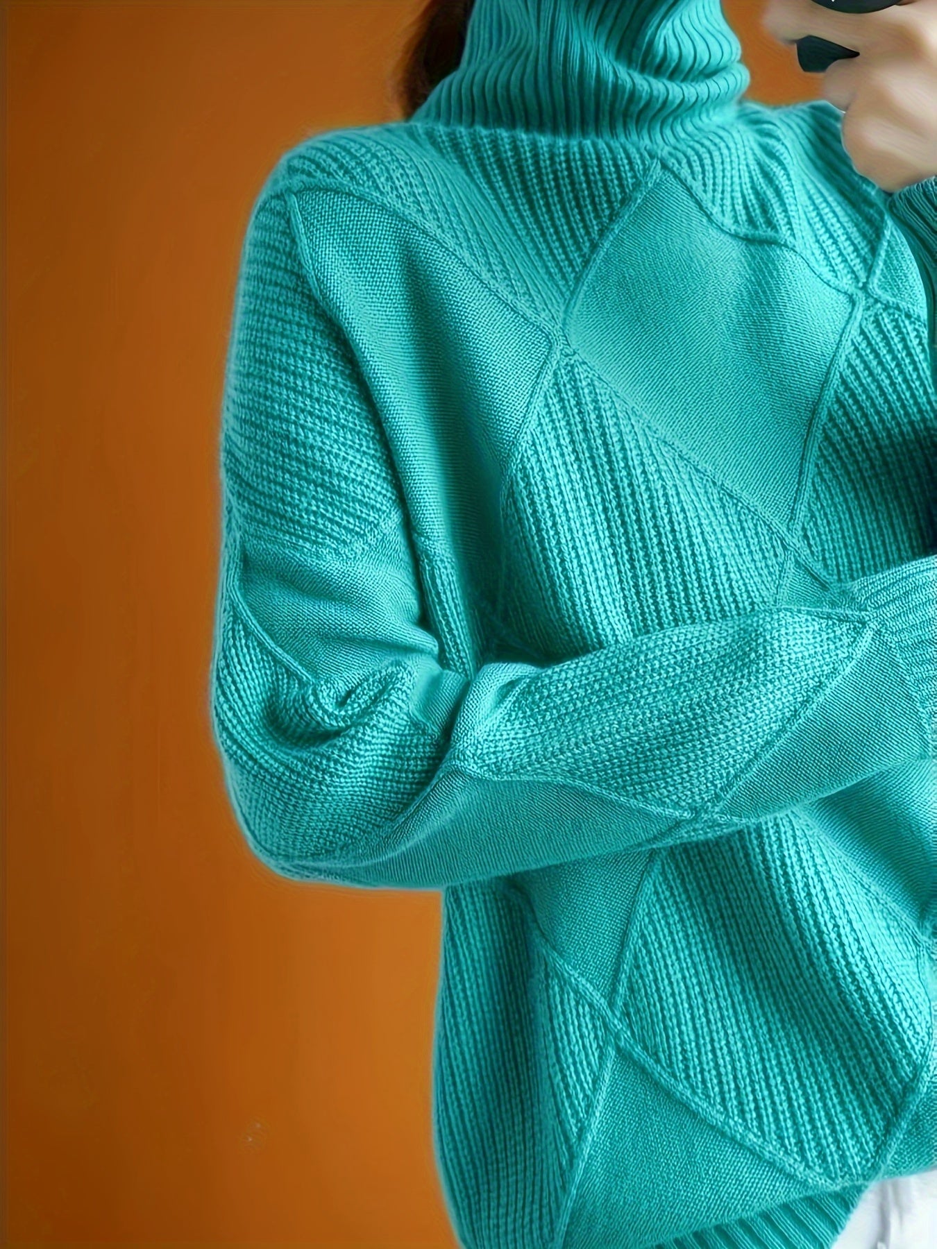 Grüner Rollkragenpullover in Übergröße - Sophie