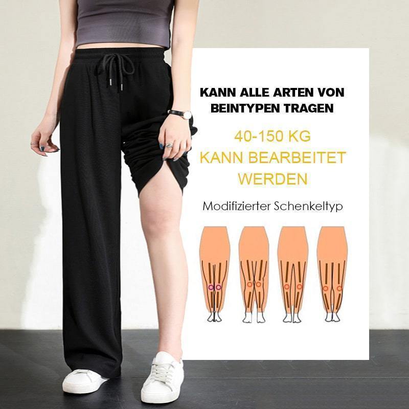 Schwarze Eisseide Weithosen - Mia