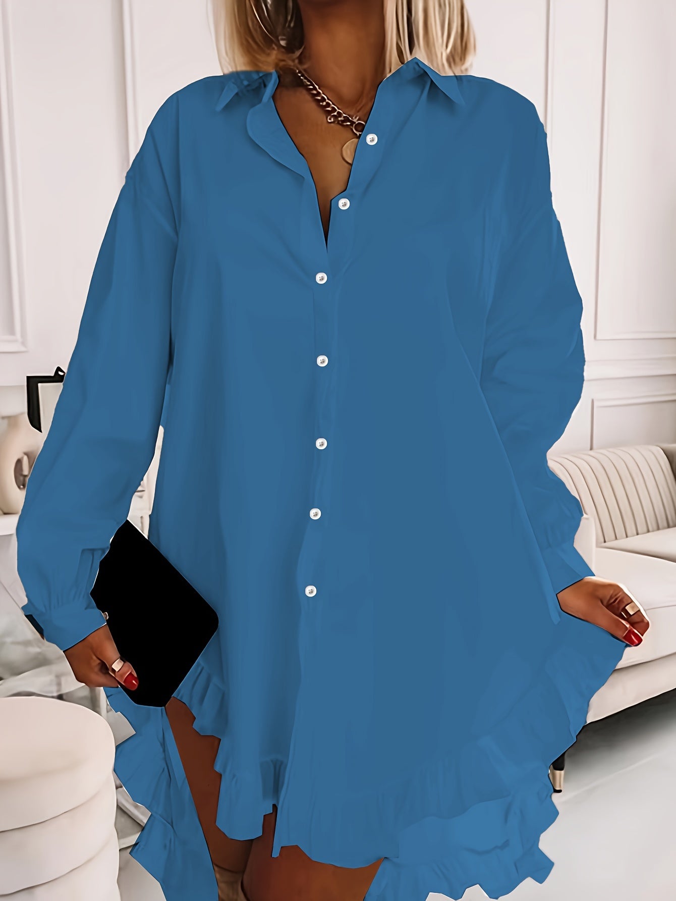 Weiße Rüschenbluse - Clara