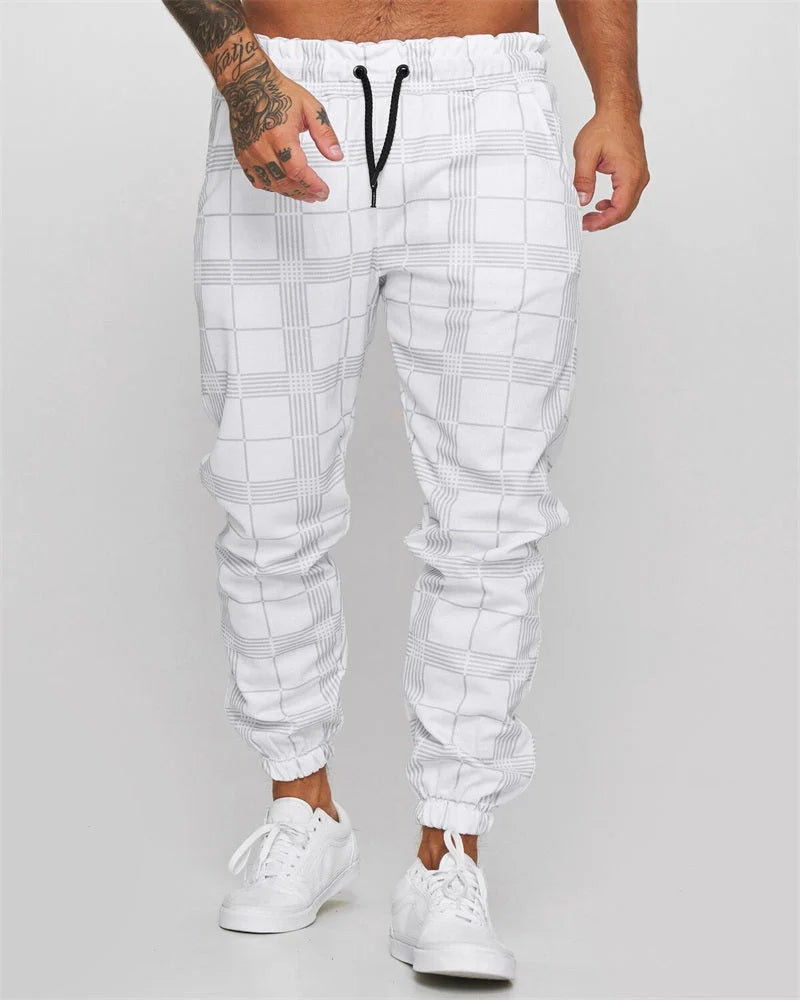 Weiße 3D Digital Karohose für Herren - Leon