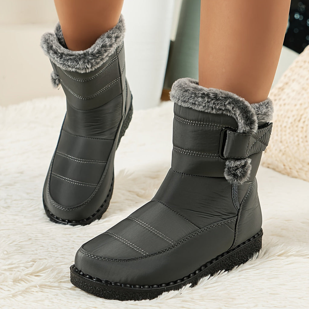 Rote wasserdichte Damen-Schneestiefel mit Plüschfutter - Anna