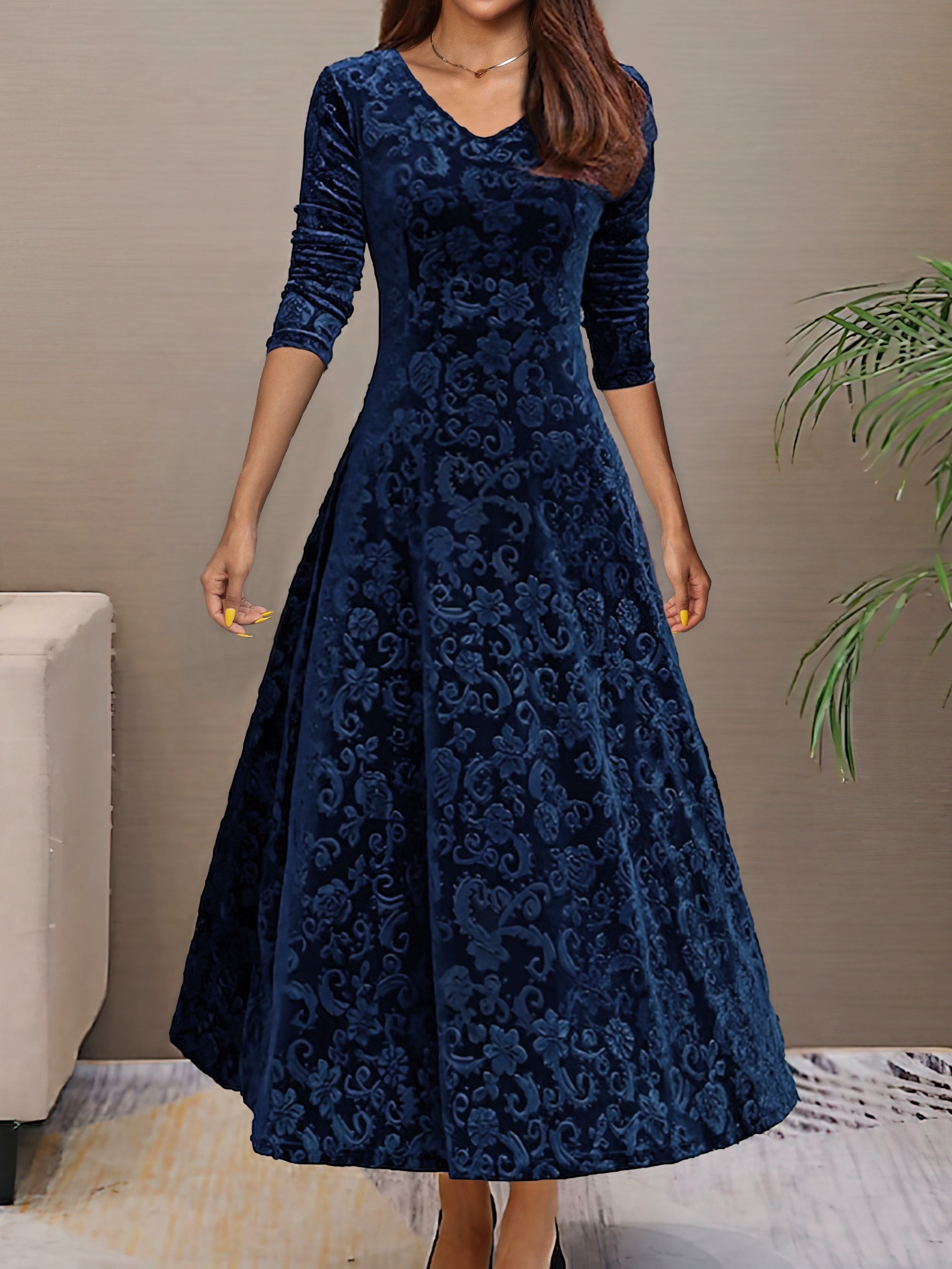 Dunkelrotes Elegantes Flared Kleid - Sophie