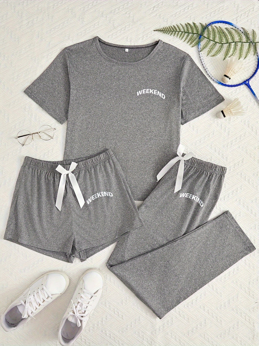 Dunkelgraues 3-Teiliges Pyjama-Set - Weekend Vibes