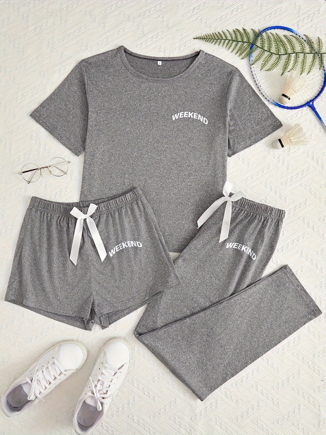 Dunkelgraues 3-Teiliges Pyjama-Set - Weekend Vibes