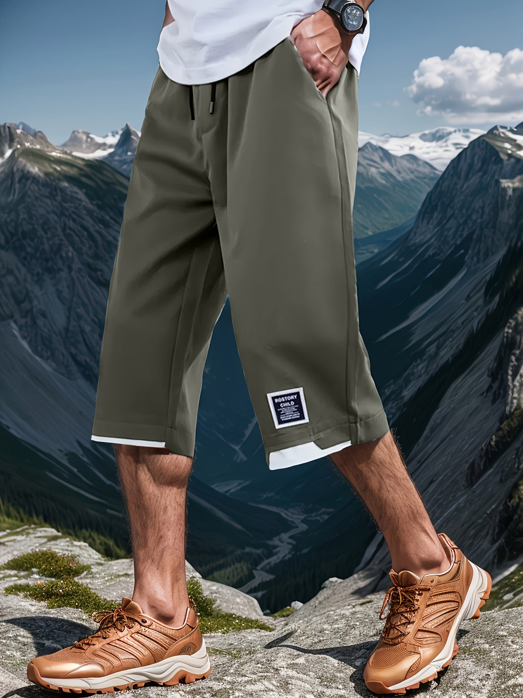 Armeegrüne Faux-Zweiteiler-Shorts - Jonas