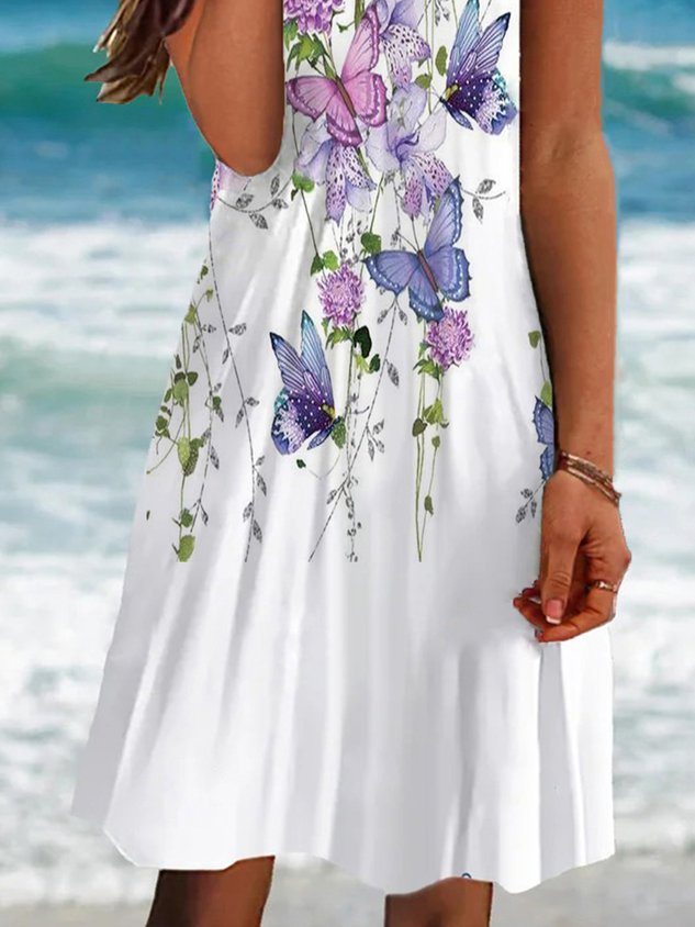 Weißes Florales Casual Kleid - Lena