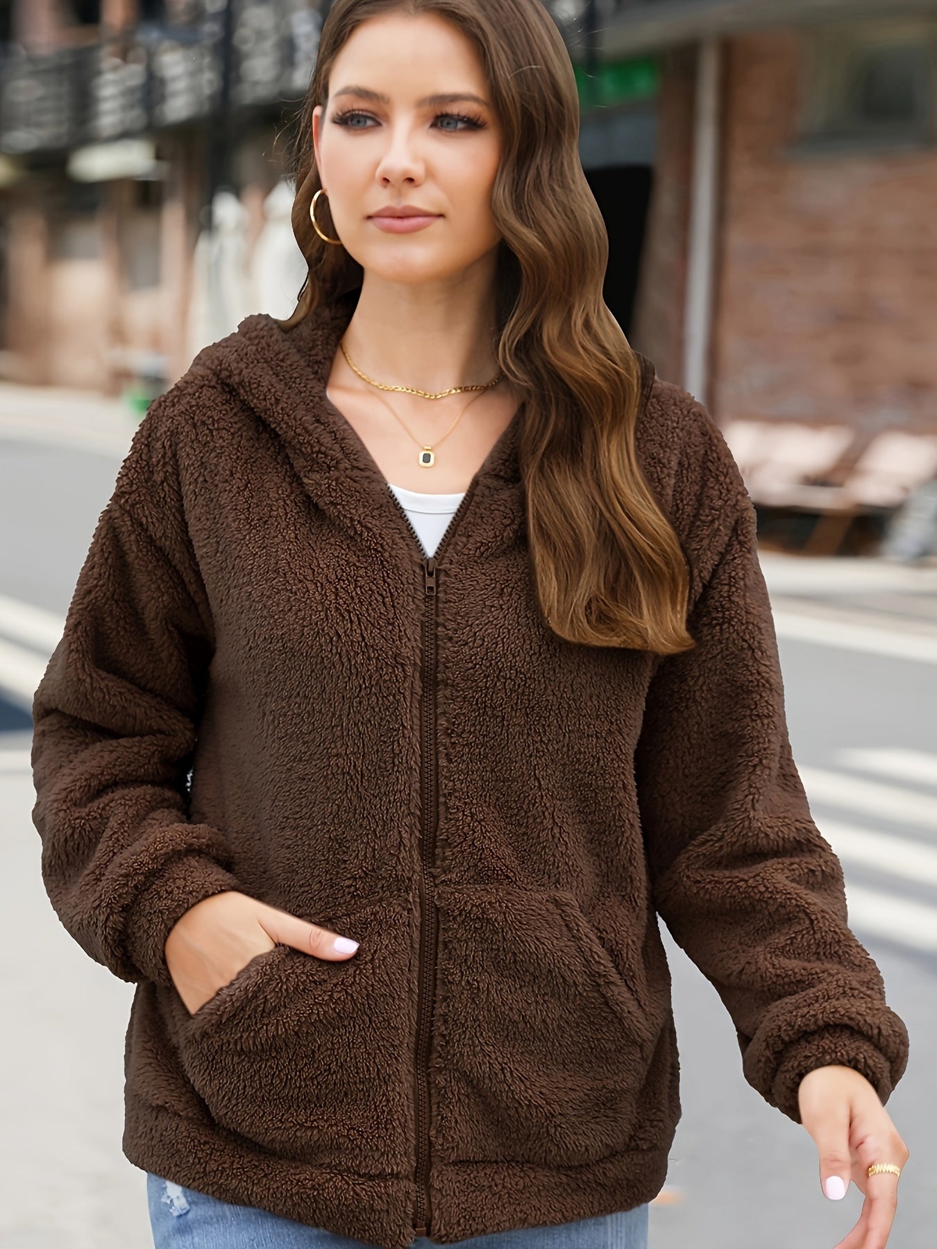 Kamel Fleece Kapuzenjacke - Lotte