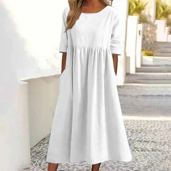 Marineblaues Baumwollkleid - Alisia
