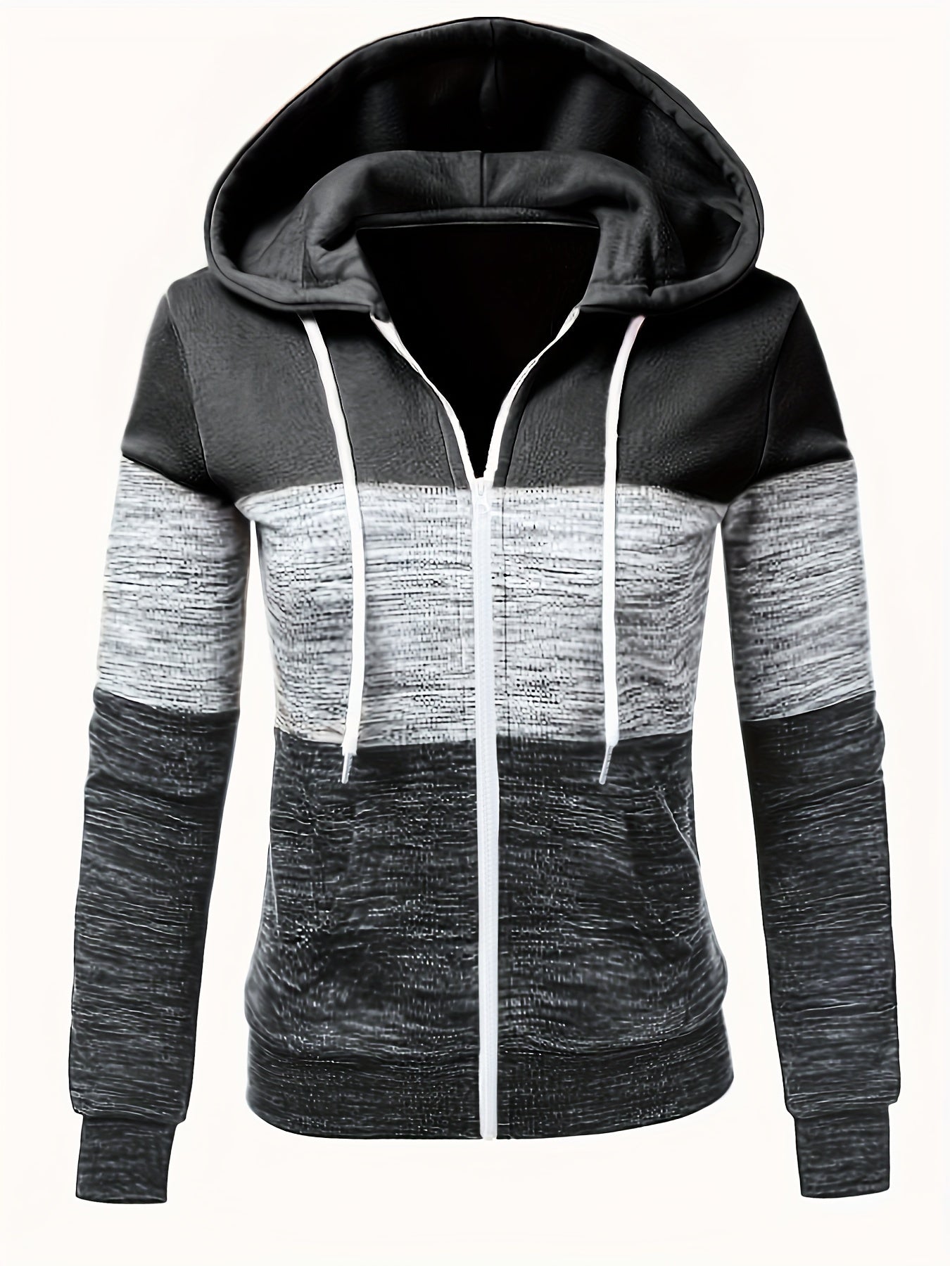 Rosa Colorblock Hoodie mit Reißverschluss - Mia