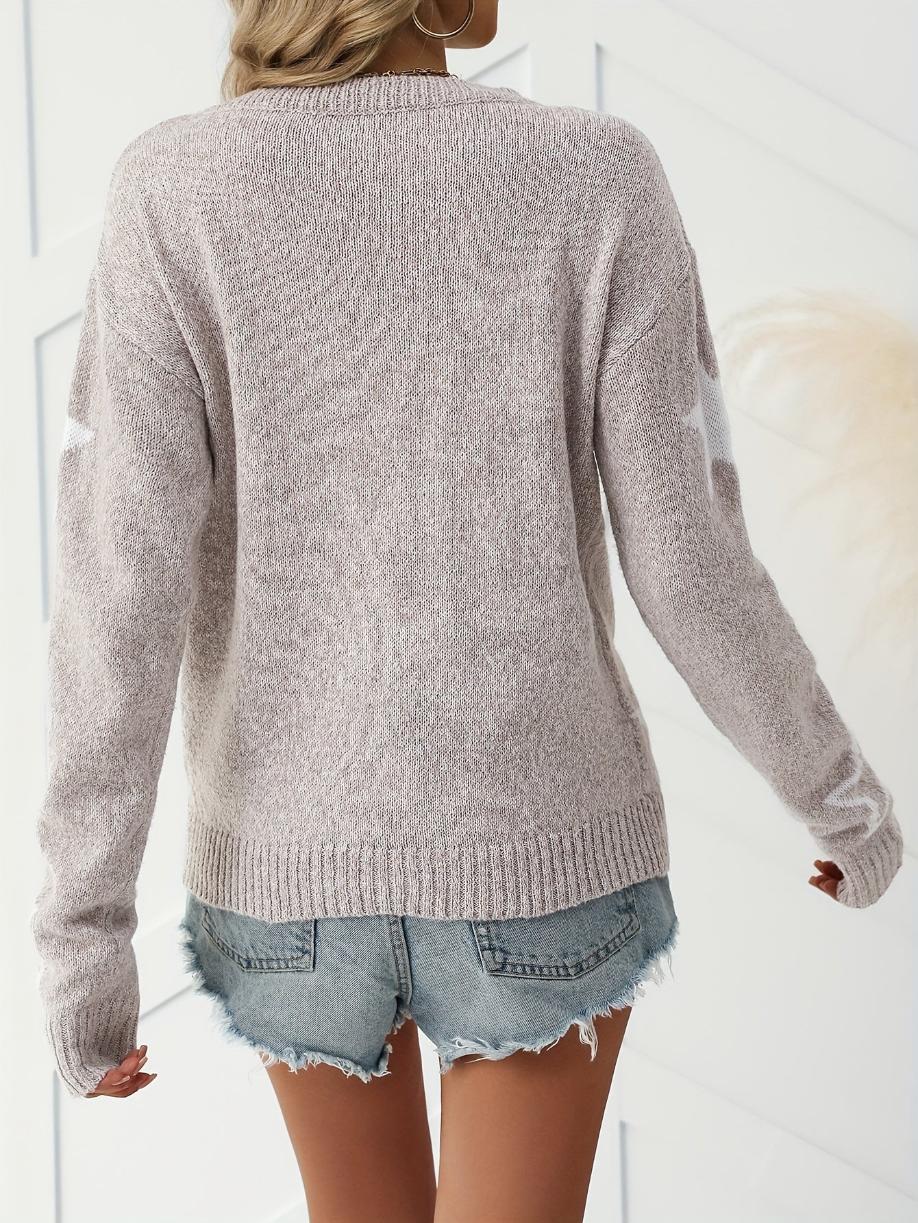 Khaki Pullover mit Sternenmuster - Stella