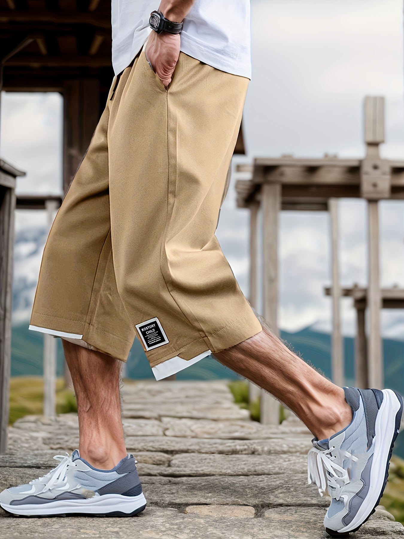 Armeegrüne Faux-Zweiteiler-Shorts - Jonas