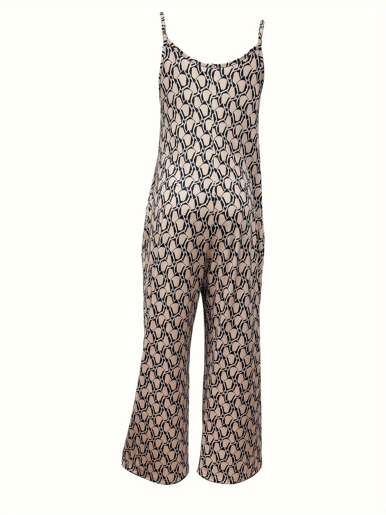 Khaki Allover-Print Jumpsuit - Lara