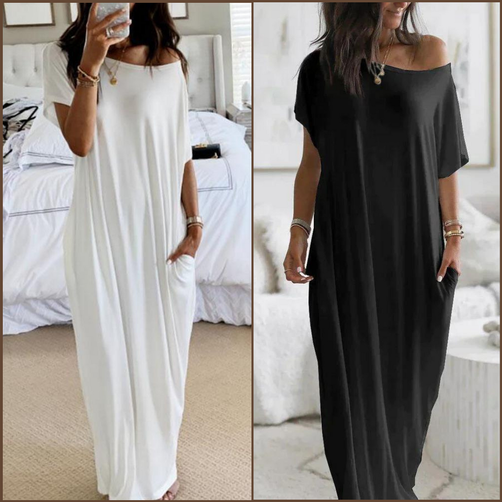 Ava - Schwarzes Maxi-Hemdkleid