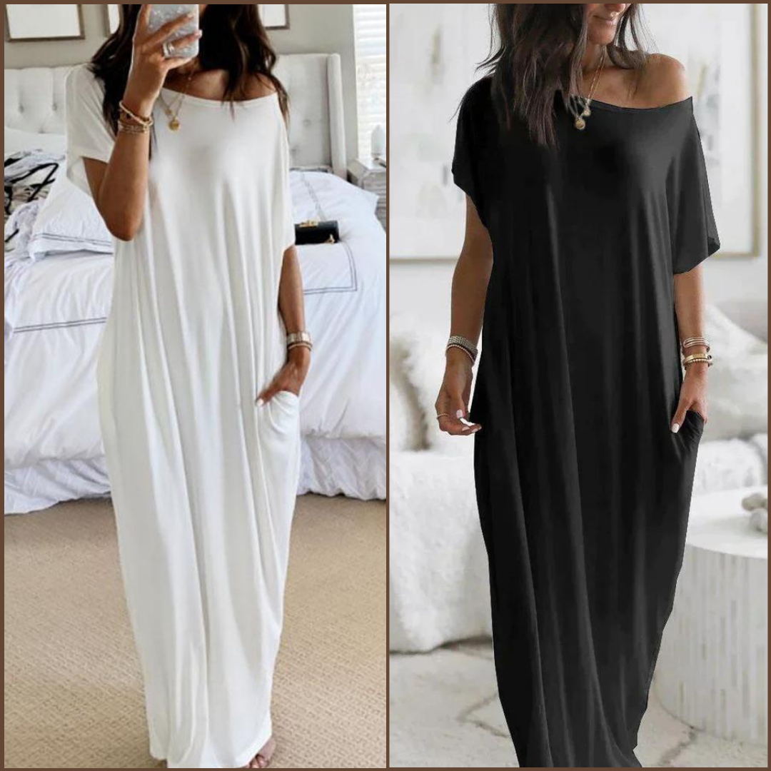 Ava - Schwarzes Maxi-Hemdkleid