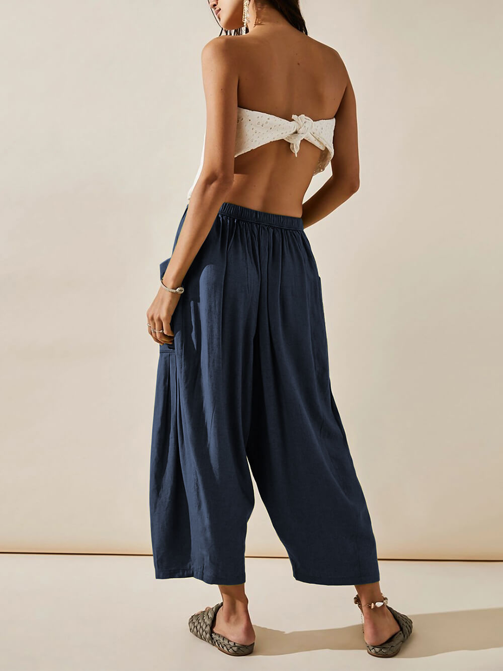 Blaue Bequeme Yoga-Weithose - Sara